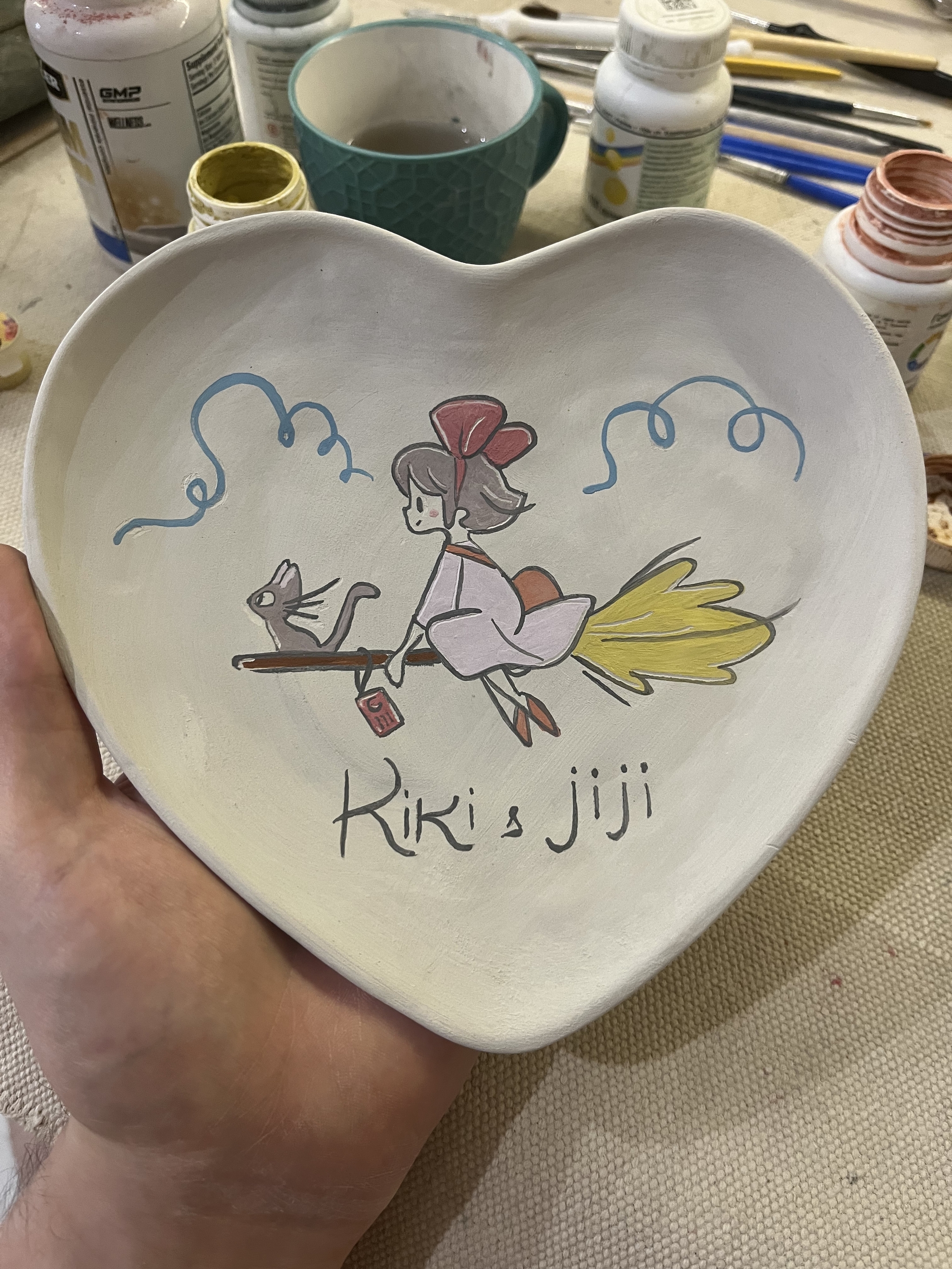 My - My, Handmade, Plate, Anime, Kiki's delivery service, Drawing, Painting, Longpost, Needlework without process