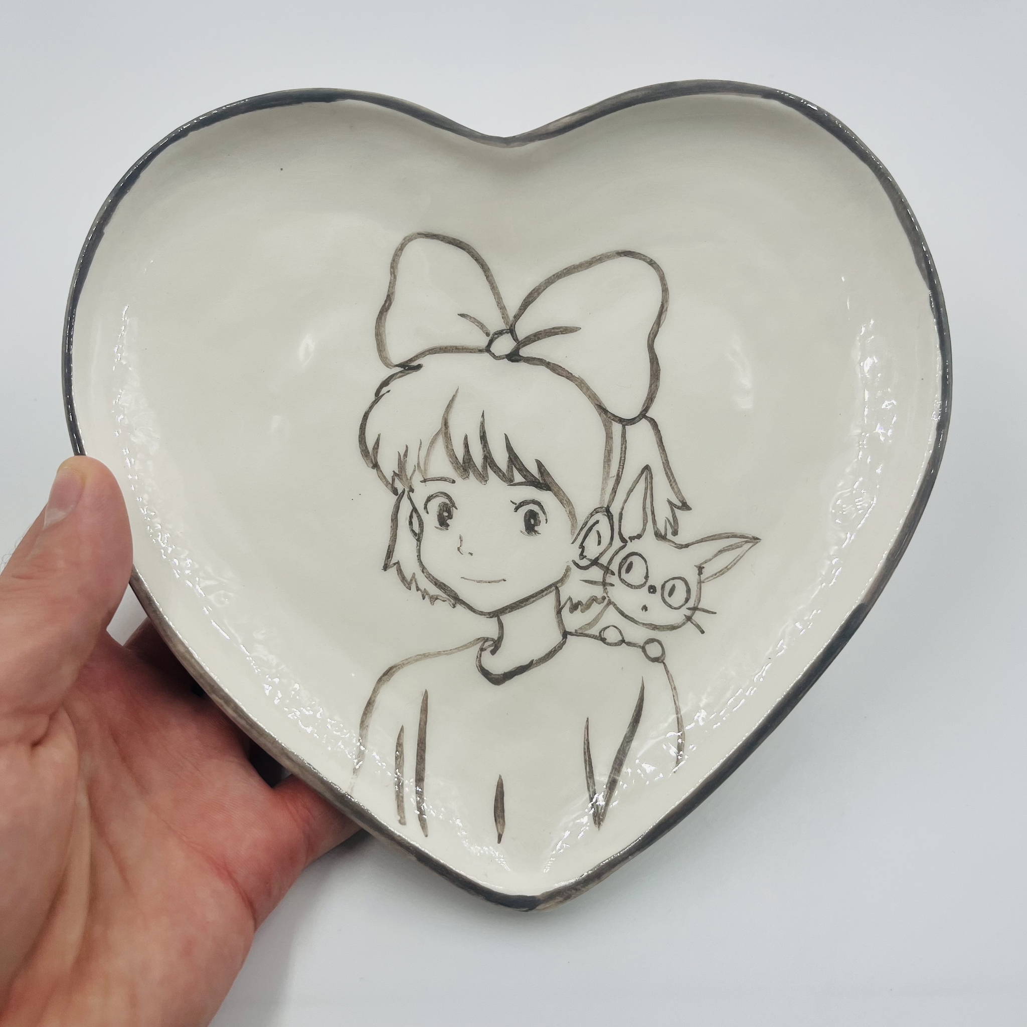 My - My, Handmade, Anime, Kiki's delivery service, Kiki, Plate, Ceramics, Drawing, Longpost, Needlework without process