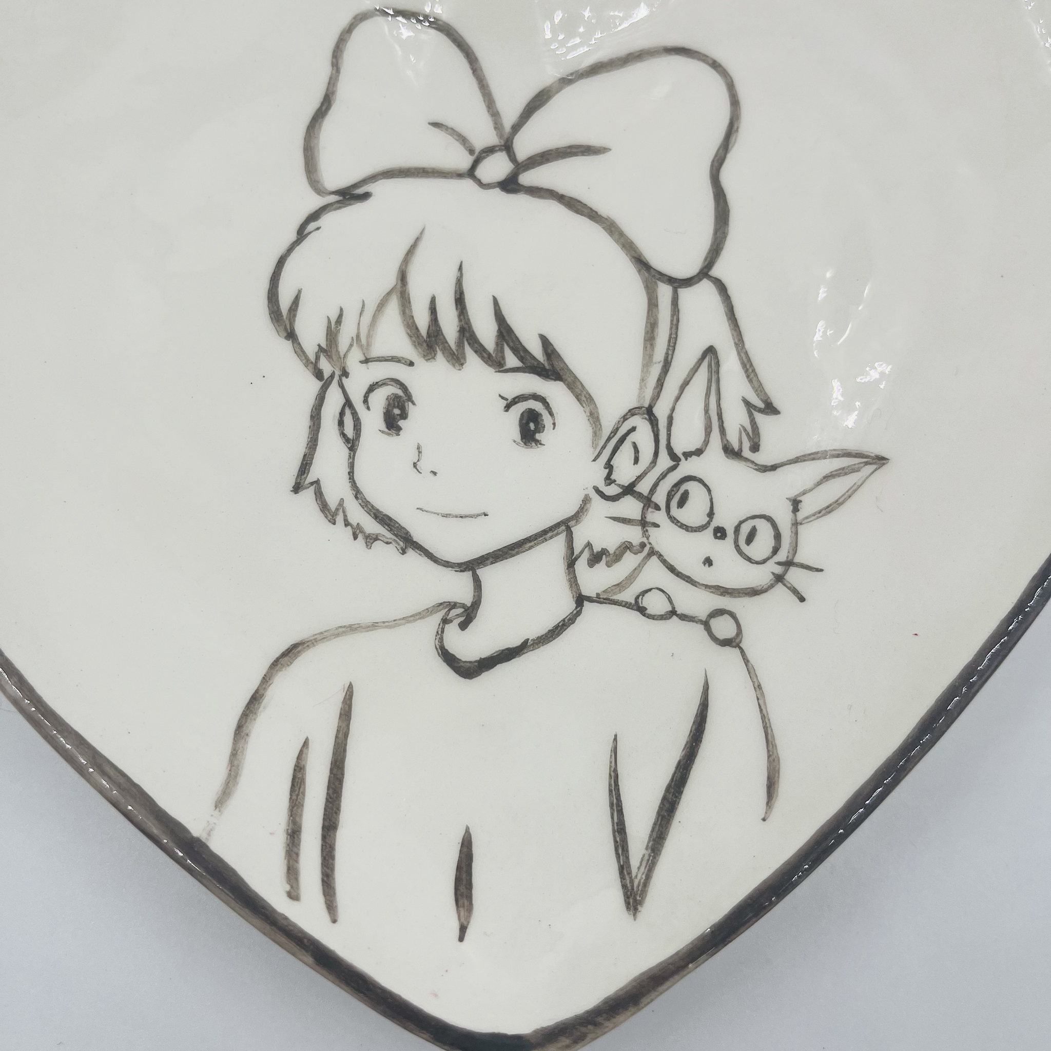 My - My, Handmade, Anime, Kiki's delivery service, Kiki, Plate, Ceramics, Drawing, Longpost, Needlework without process