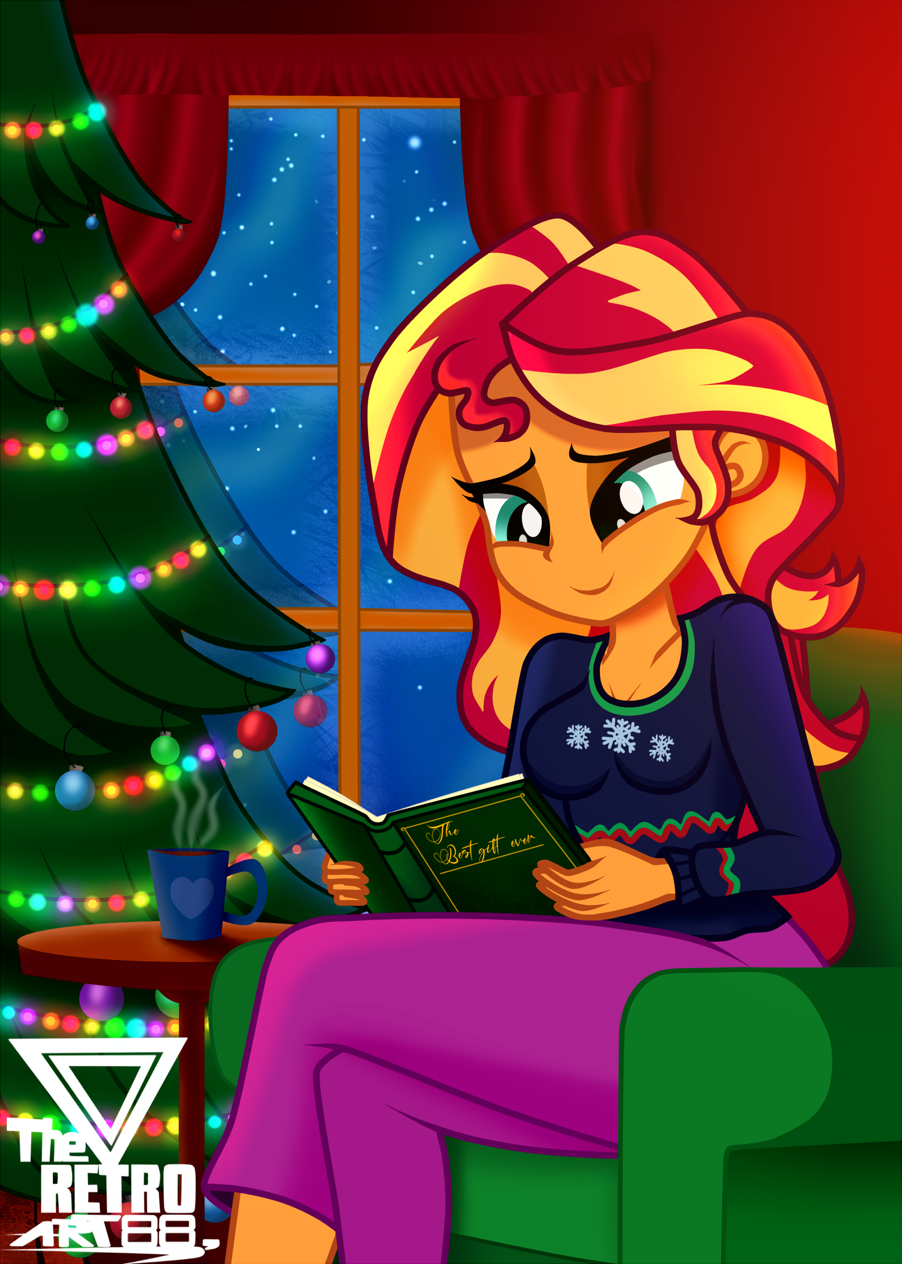 Christmas Sunset - My little pony, Equestria girls, Theretroart88, Sunset shimmer, Art