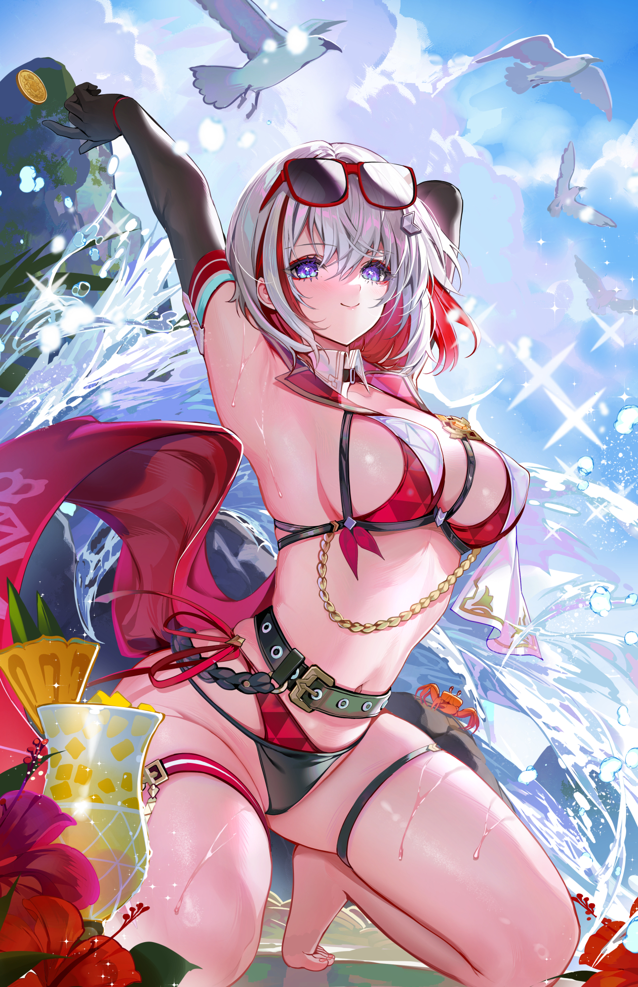 Summer is ending - Anime, Anime art, Topaz (Honkai: Star Rail), Swimsuit, Girls, Sea, Honkai: Star Rail