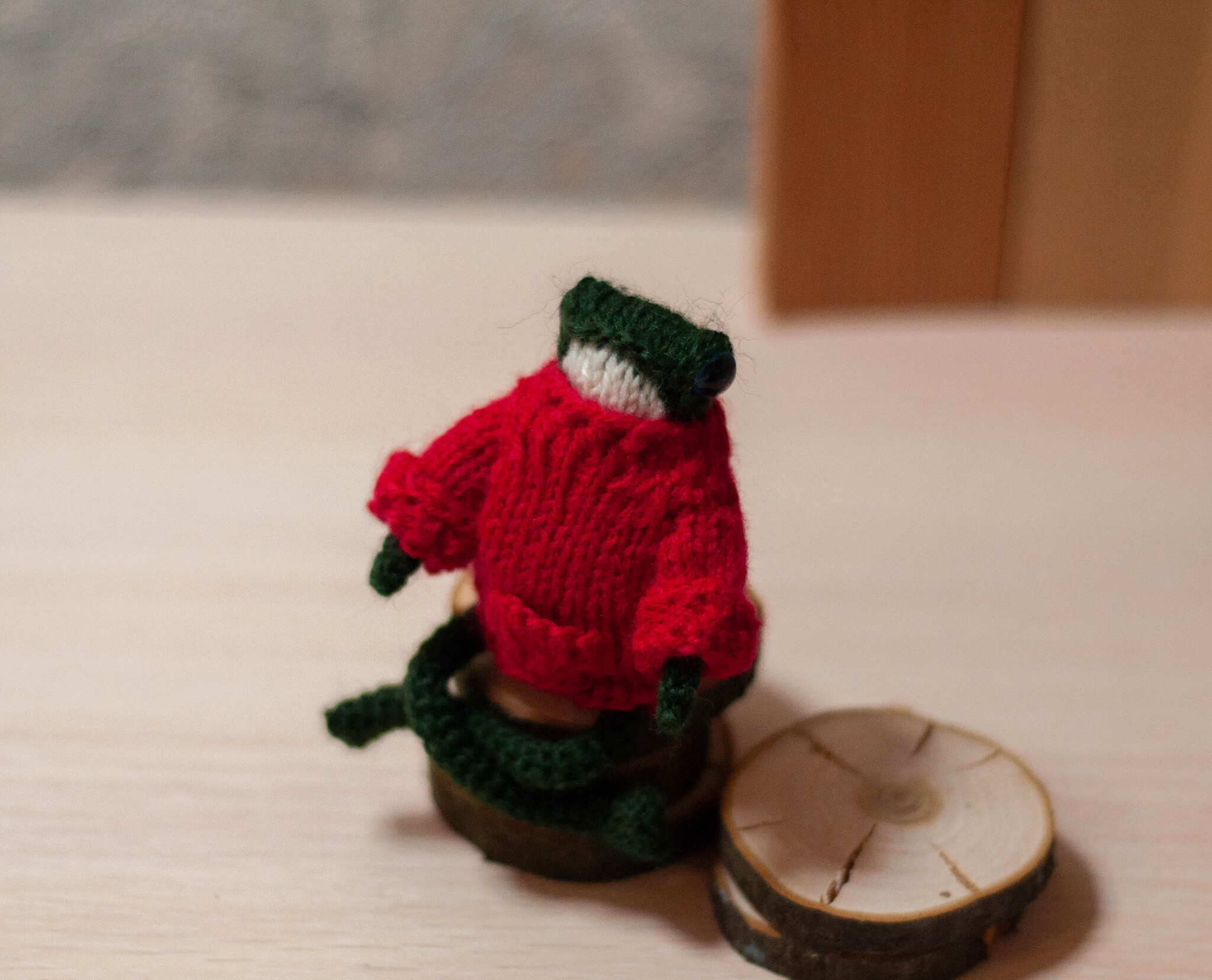 Bright frog in a red sweater - My, Toad, Frogs, Knitting, Decor, Pocket animals, Needlework, Handmade, Needlework without process, Wind in the willows, Author's toy, Knitting, Presents, Amigurumi, Knitted toys, Crochet, Longpost