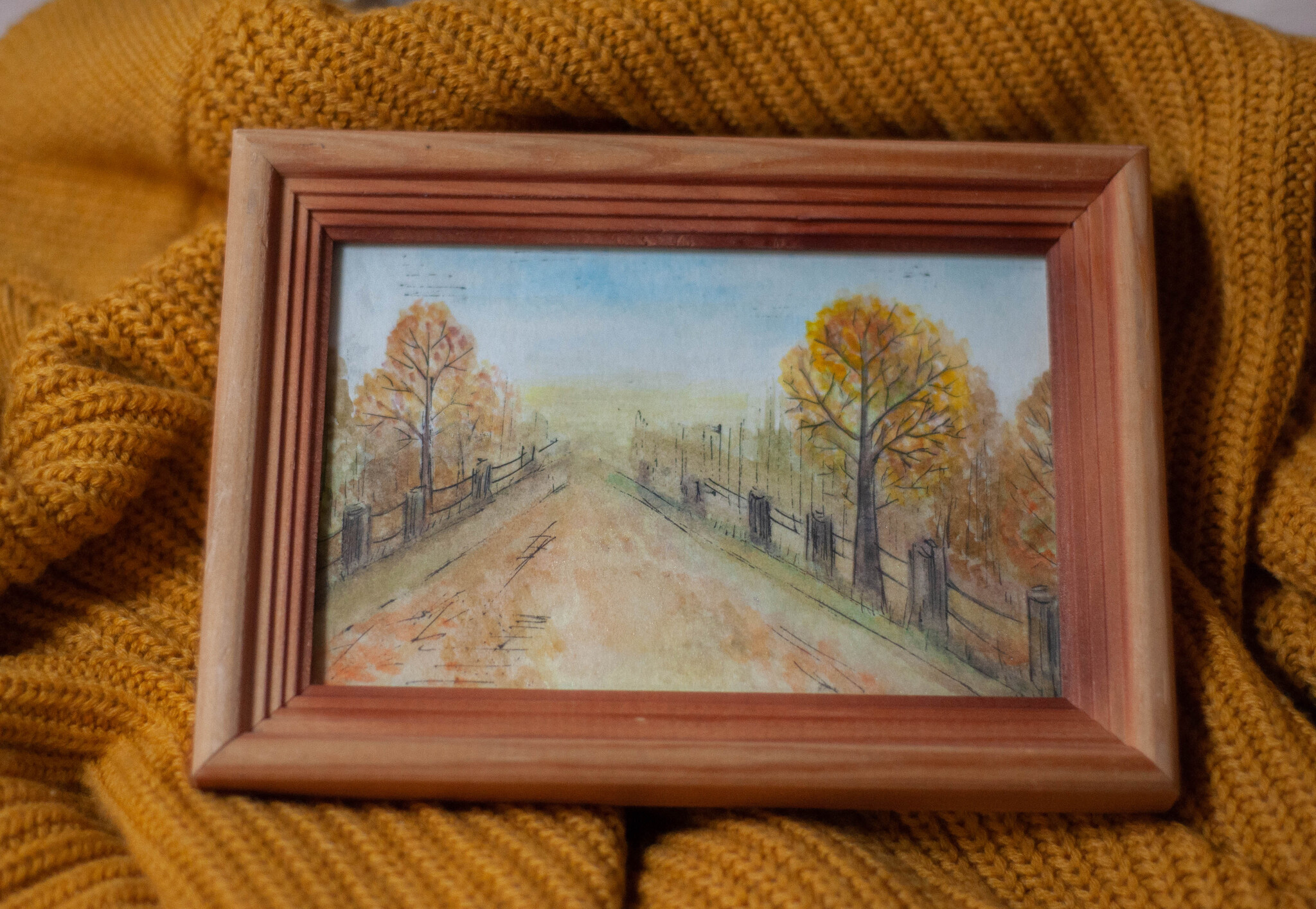 There's a whiff of autumn and a watercolor to match the theme is ready - My, Autumn, Landscape, Decor, Watercolor, Author's painting, Handmade, Canvas, Painting, Painting, Miniature