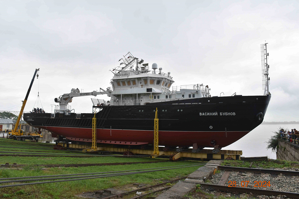 In Blagoveshchensk, the new MGS “Vasily Bubnov” of project 19910 was launched for the Russian Navy - news, Russia, Sdelanounas ru, Shipbuilding, Blagoveshchensk, Navy, Pacific Fleet, launching, Amur region, Дальний Восток, Video, Video VK, VKontakte (link), Longpost, Politics