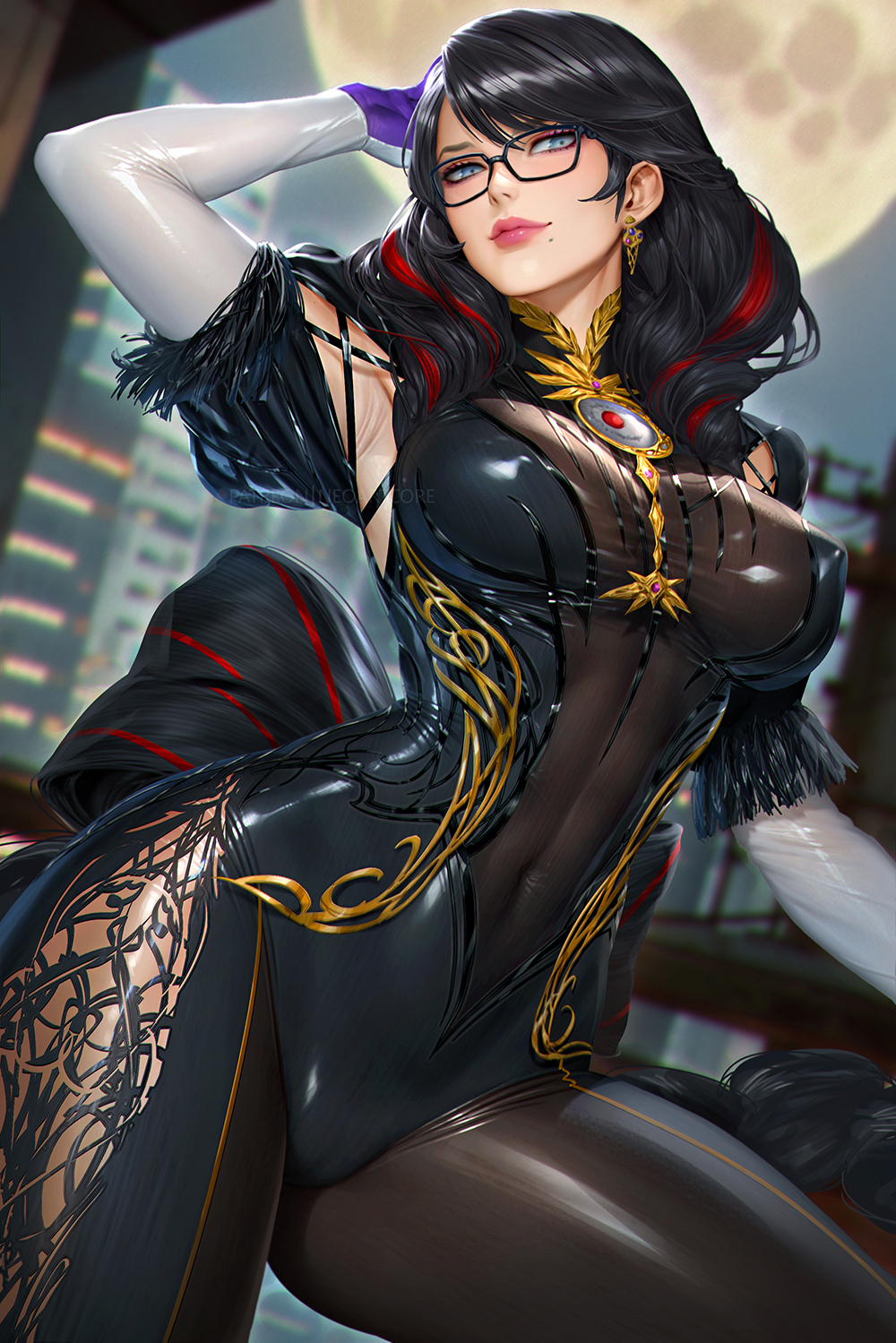 Байонетта - Neoartcore, Арт, Аниме, Anime Art, Bayonetta, Game Art, Игры, Очки, MILF