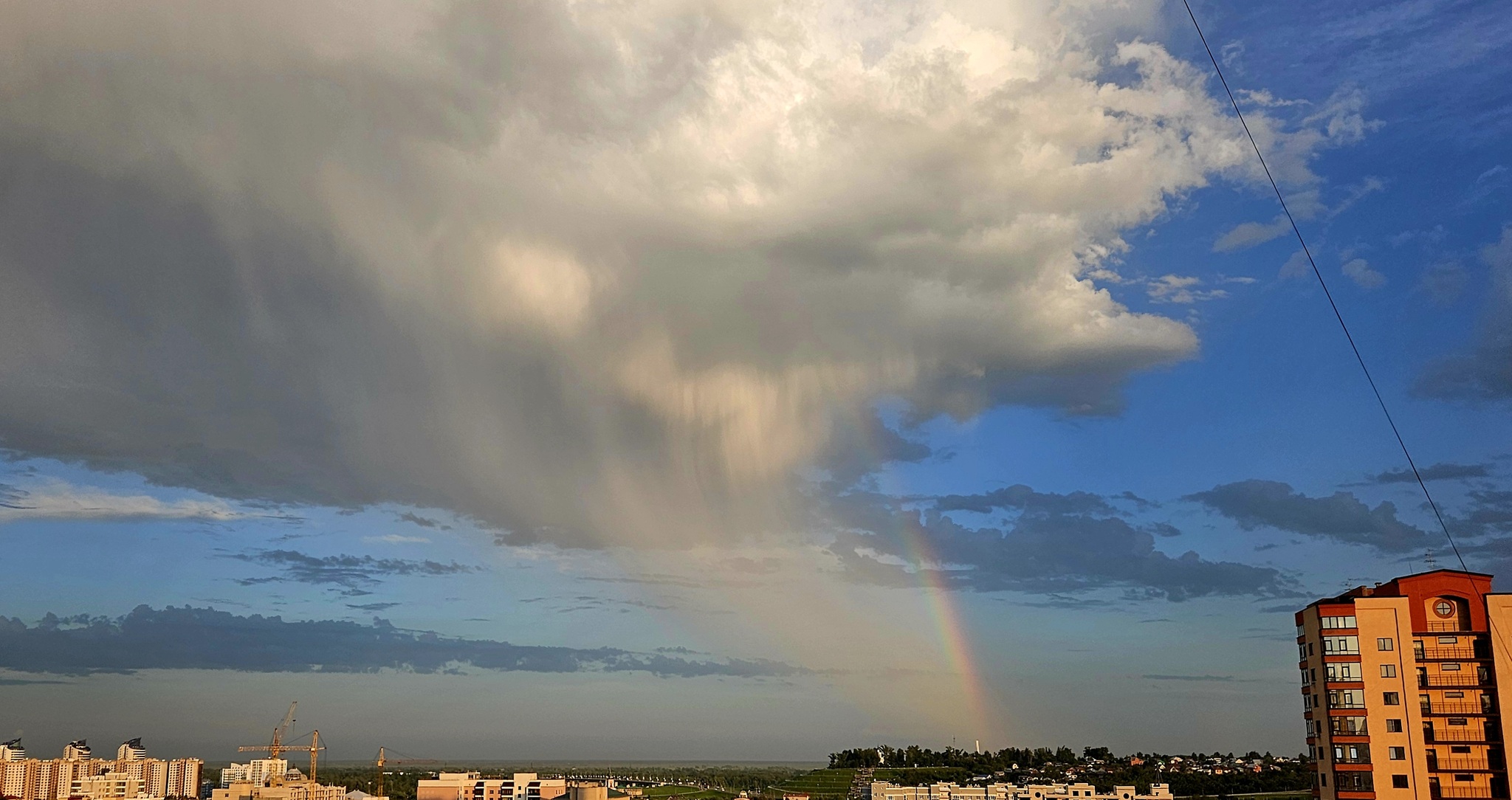 Rain in places - My, Rainbow, Sky, Clouds, Rain, The photo