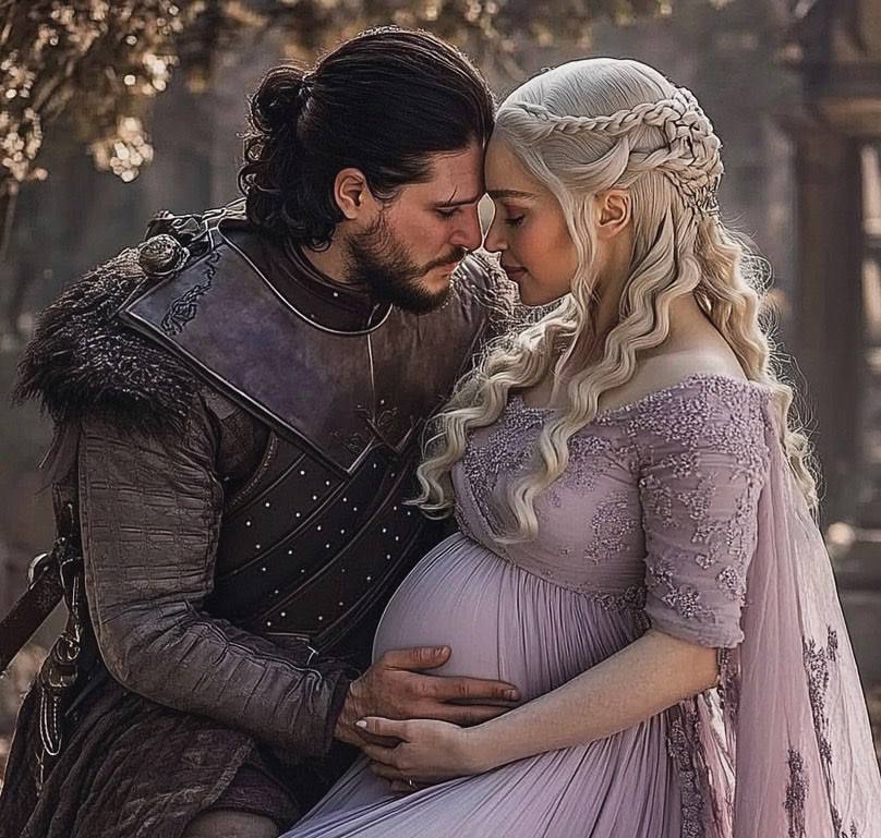 Game of Thrones: Happy Ending - Neural network art, Midjourney, Another world, Movies, Serials, Game of Thrones, Characters (edit), Happiness, Jon Snow, Daenerys Targaryen, Children, Wedding, Telegram (link), Longpost