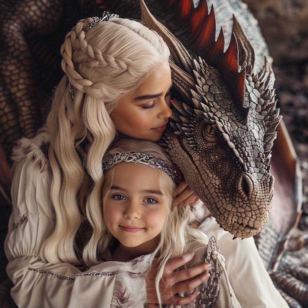 Game of Thrones: Happy Ending - Neural network art, Midjourney, Another world, Movies, Serials, Game of Thrones, Characters (edit), Happiness, Jon Snow, Daenerys Targaryen, Children, Wedding, Telegram (link), Longpost