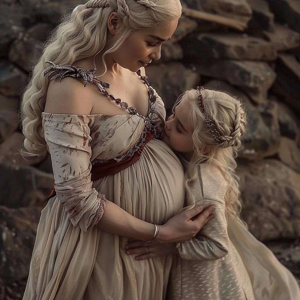 Game of Thrones: Happy Ending - Neural network art, Midjourney, Another world, Movies, Serials, Game of Thrones, Characters (edit), Happiness, Jon Snow, Daenerys Targaryen, Children, Wedding, Telegram (link), Longpost