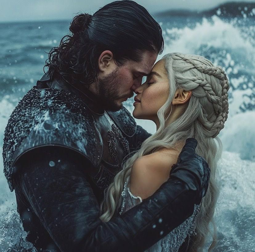 Game of Thrones: Happy Ending - Neural network art, Midjourney, Another world, Movies, Serials, Game of Thrones, Characters (edit), Happiness, Jon Snow, Daenerys Targaryen, Children, Wedding, Telegram (link), Longpost