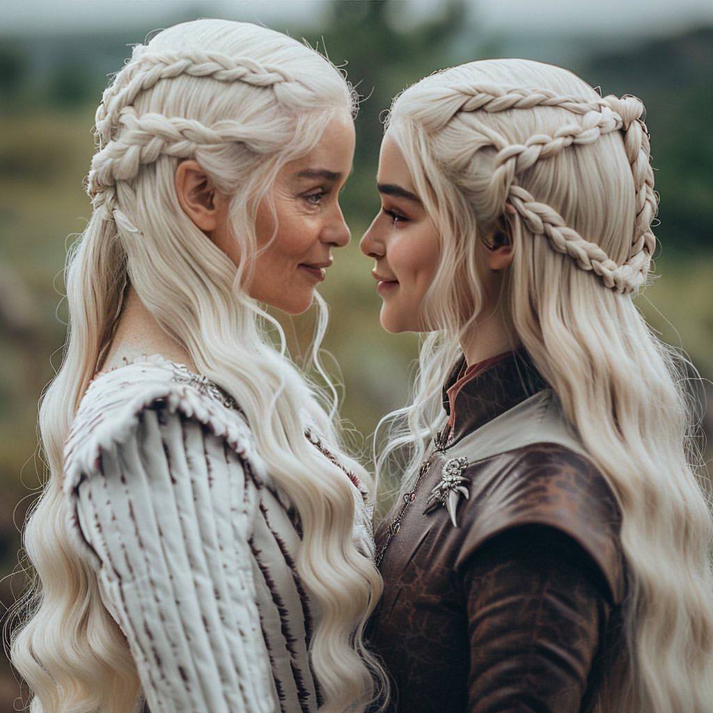 Game of Thrones: Happy Ending - Neural network art, Midjourney, Another world, Movies, Serials, Game of Thrones, Characters (edit), Happiness, Jon Snow, Daenerys Targaryen, Children, Wedding, Telegram (link), Longpost