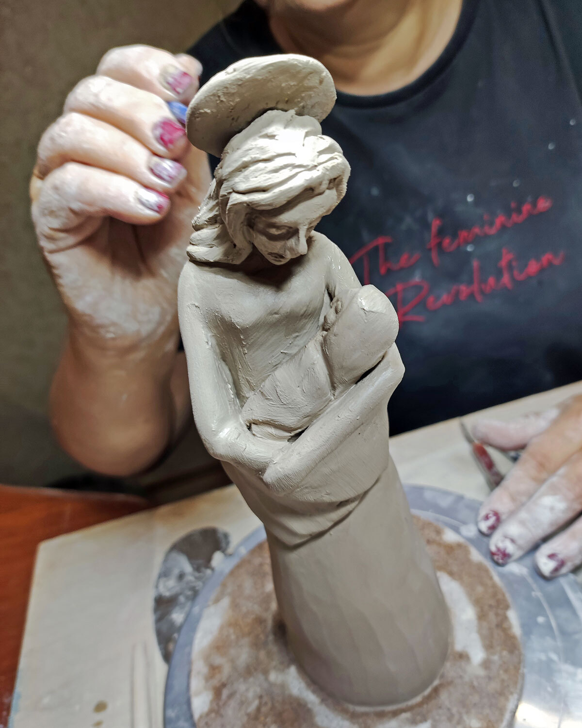 Light of Mother's Love - Лепка, Ceramics, With your own hands, Needlework with process, Handmade, Mum, Lamp, Video, Vertical video, Instagram (link), Longpost