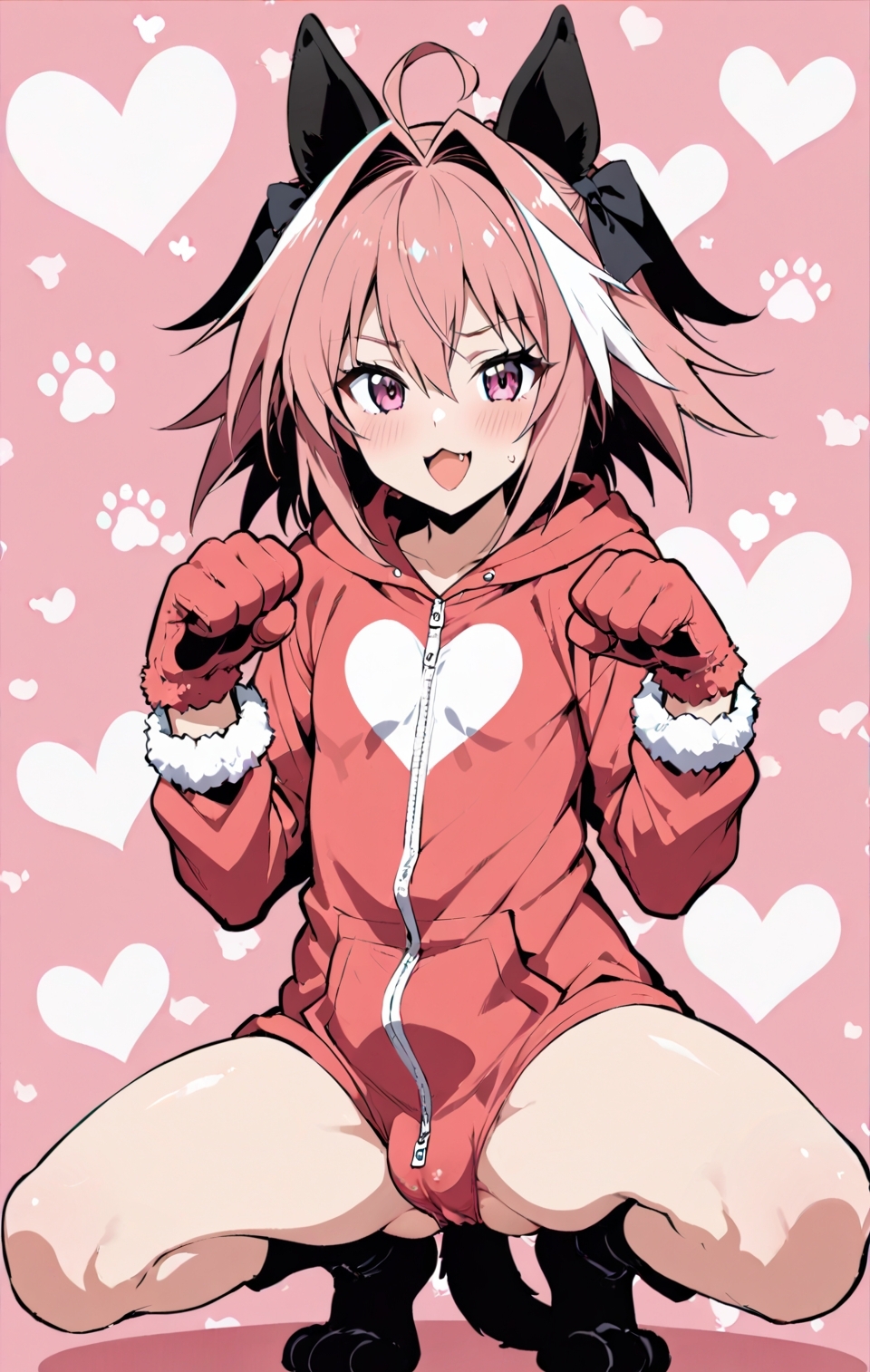 Неко-Астольфо - Аниме, Anime Art, Animal Ears, Хвост, Неко, Astolfo, Fate Grand Order, Арты нейросетей