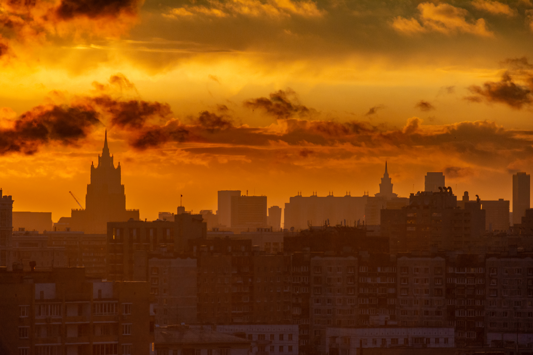 Moscow at sunset - My, Moscow, Evening, Sunset, Longpost, The photo