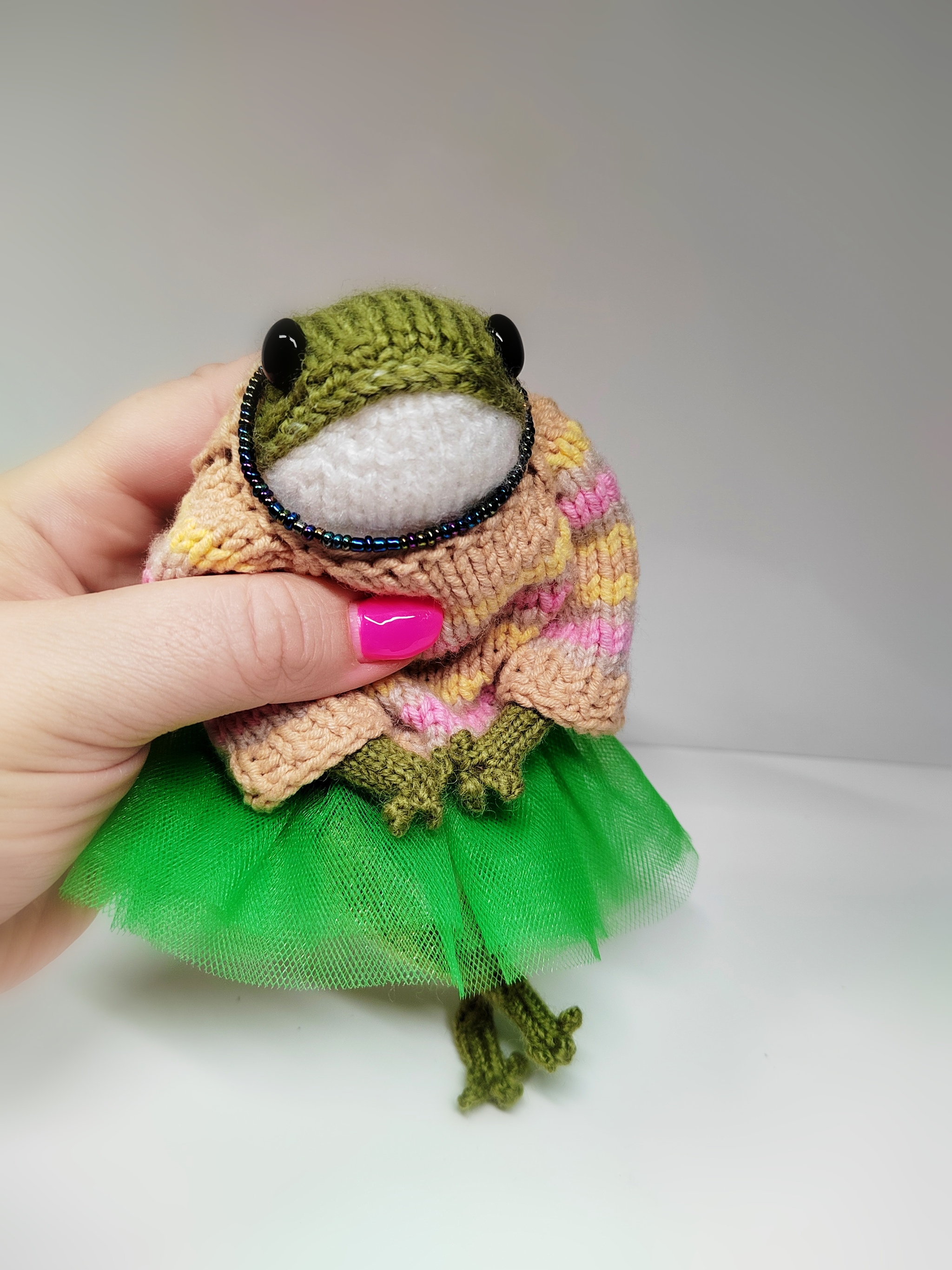 Frog Svetlana - My, Handmade, Vertical video, Art, Creation, Needlework without process, Knitting, Frogs, Knitting, Toys, Princess Frog, Toad, Video, Longpost, Amigurumi