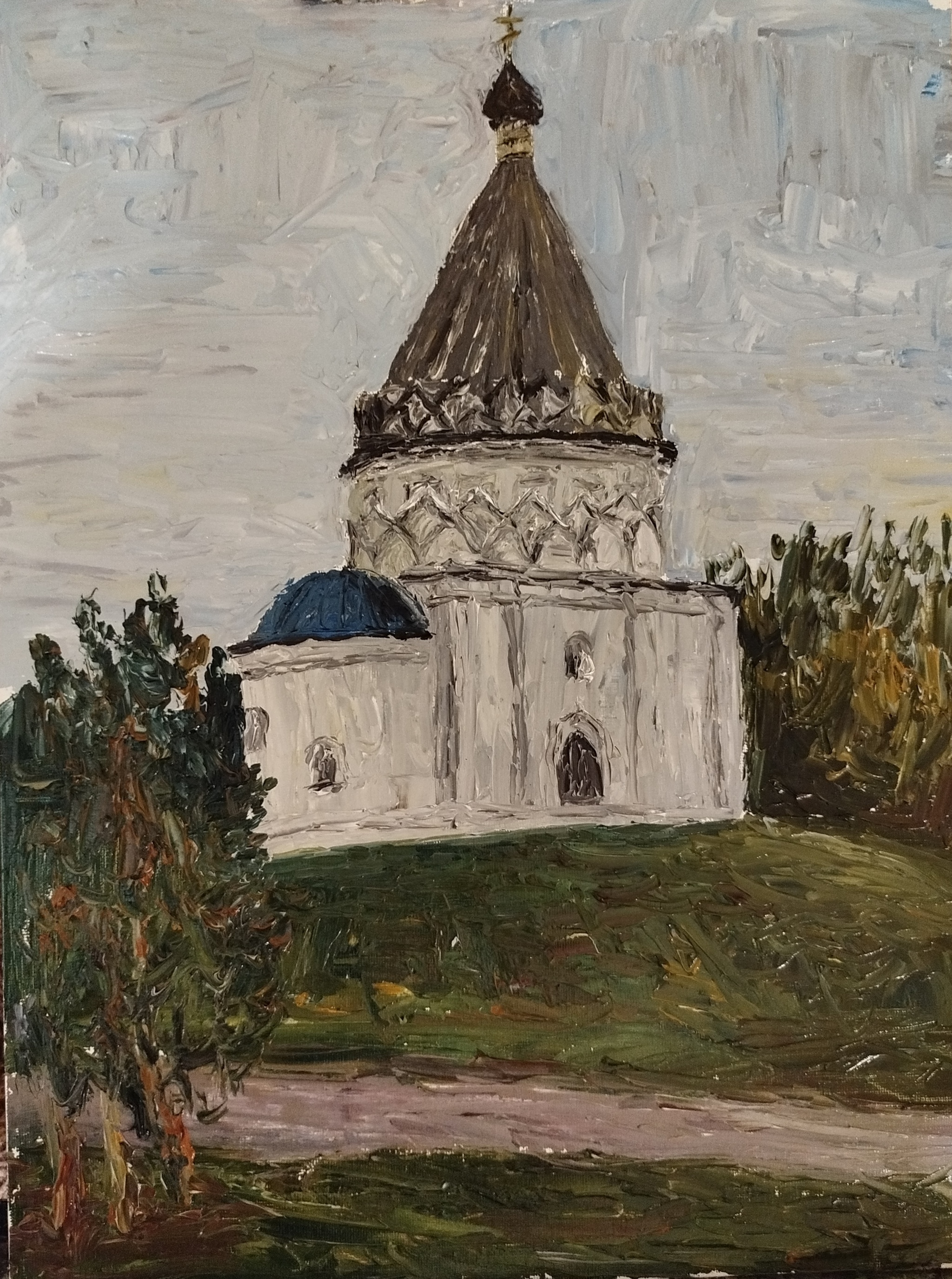 My new picture - My, Landscape, History, Monument, Temple, Local history, Painting, Oil painting, Longpost