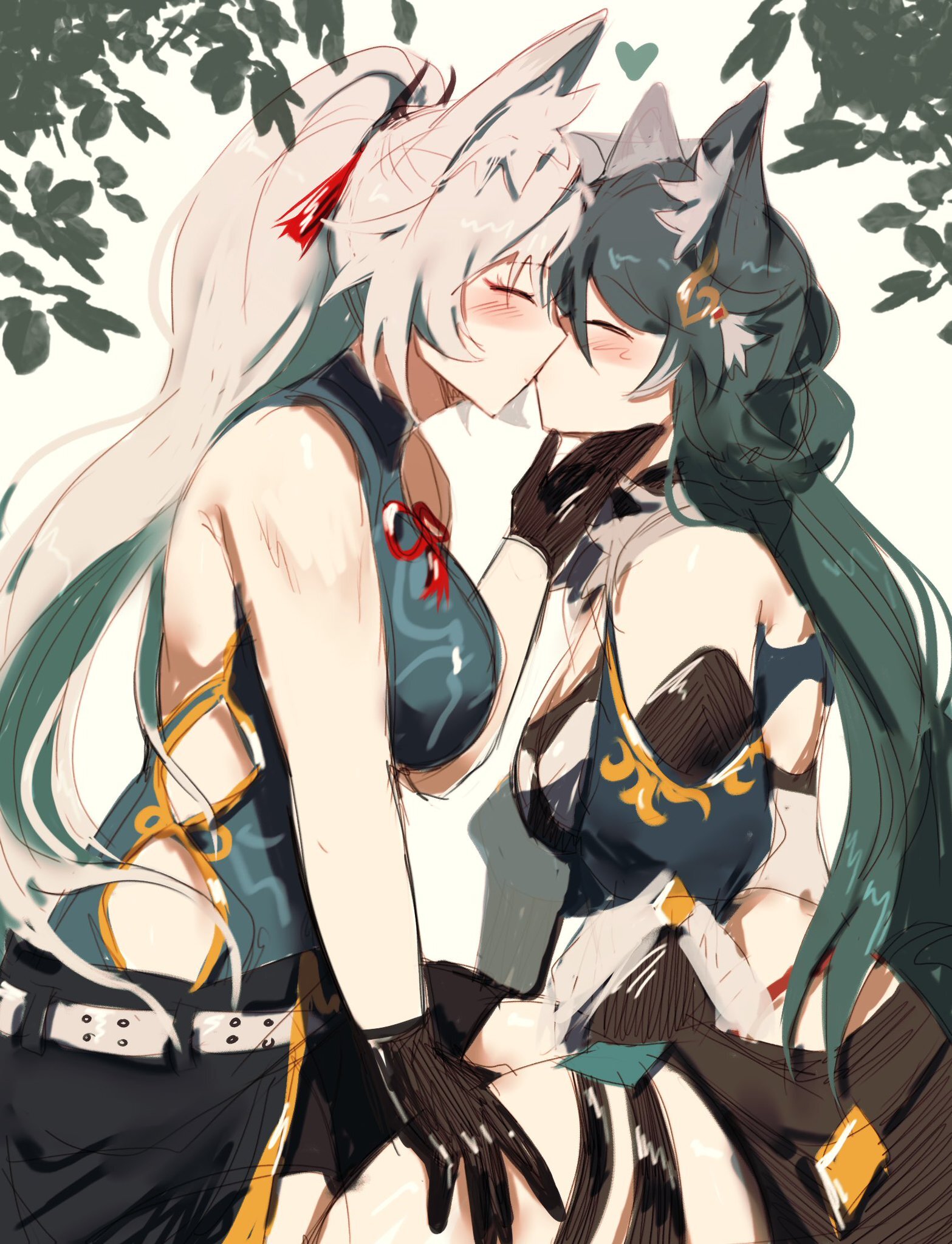 Feixiao & Yukong - Anime art, Anime, Friend, Yuri, Honkai: Star Rail, Feixiao (Honkai: Star Rail), Yukong (Honkai: Star Rail), Animal ears, Kiss, Twitter (link)