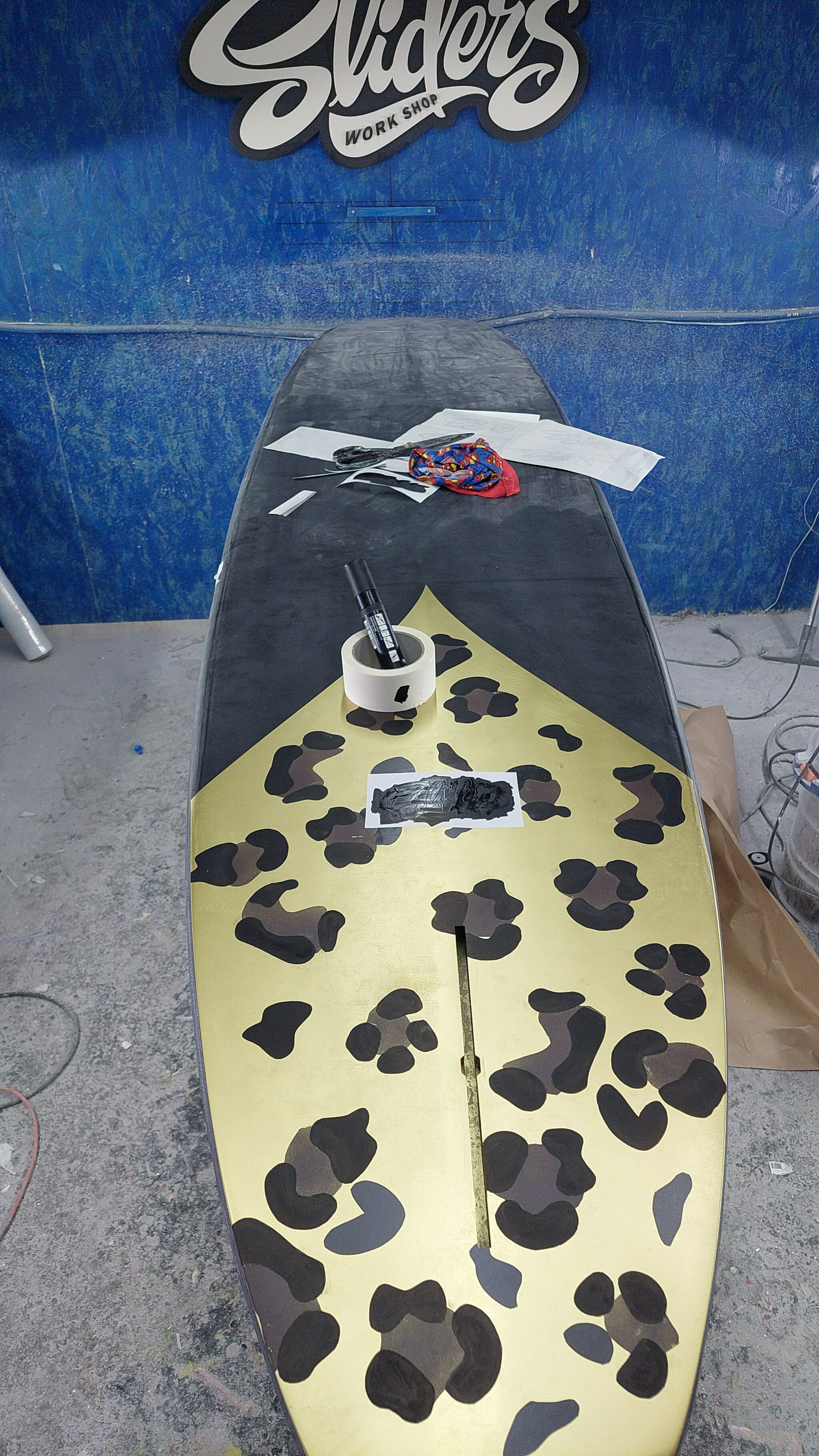 New surfboard longboard 9'3 from the SLIDERS workshop. Almost 49.5... - My, Surfing, Surfboard, Surfer, Epoxy resin, Art, Leopard, Longboard, With your own hands, Workshop, Longpost, Needlework with process