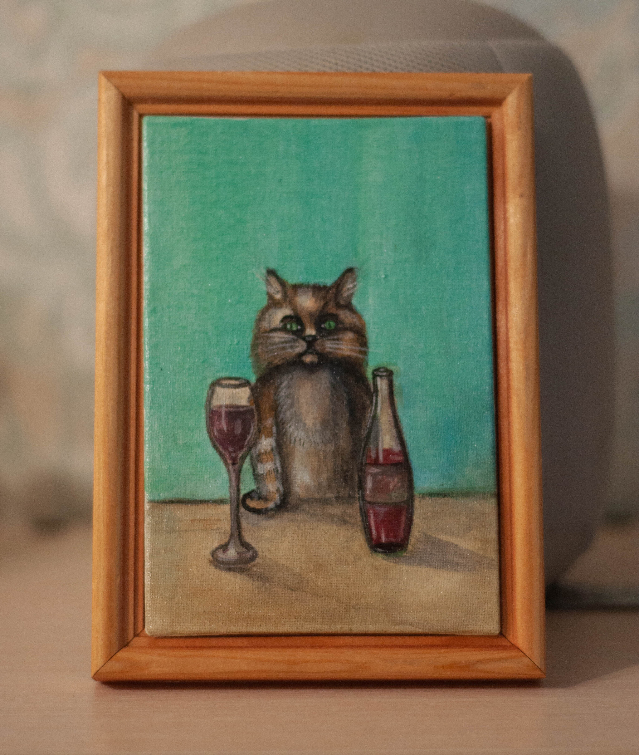 Painting Cat, glass, wine - My, Wine, Beverages, Friday, cat, Handmade, Decor, Pet the cat, Fat cats, Fluffy, Needlework, Author's painting, Interior painting, Humor, Funny animals, Painting, Acrylic, Animalistics, Longpost, Needlework without process