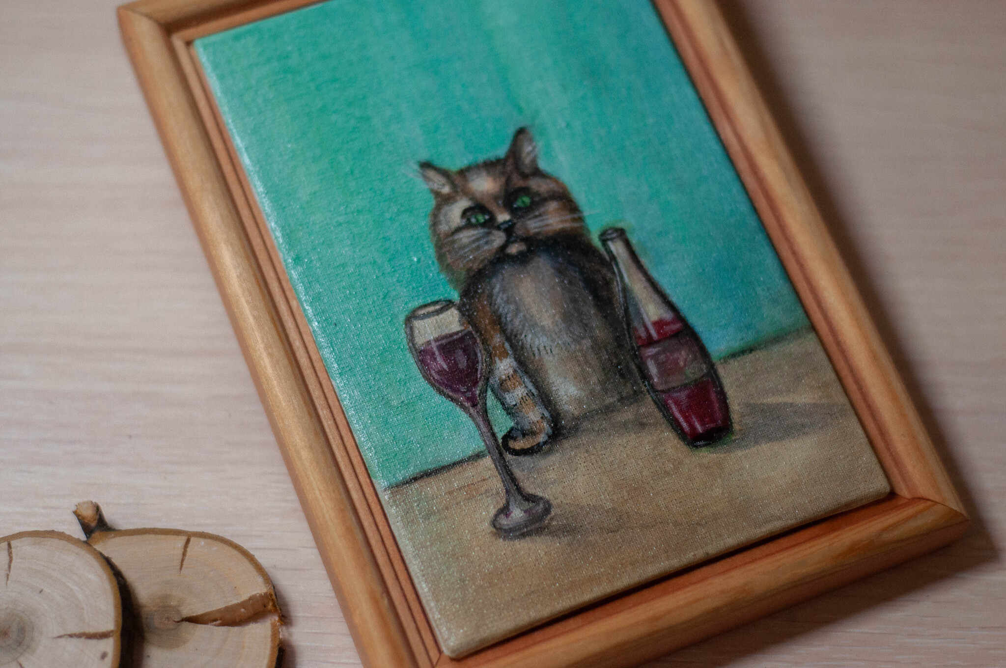 Painting Cat, glass, wine - My, Wine, Beverages, Friday, cat, Handmade, Decor, Pet the cat, Fat cats, Fluffy, Needlework, Author's painting, Interior painting, Humor, Funny animals, Painting, Acrylic, Animalistics, Longpost, Needlework without process