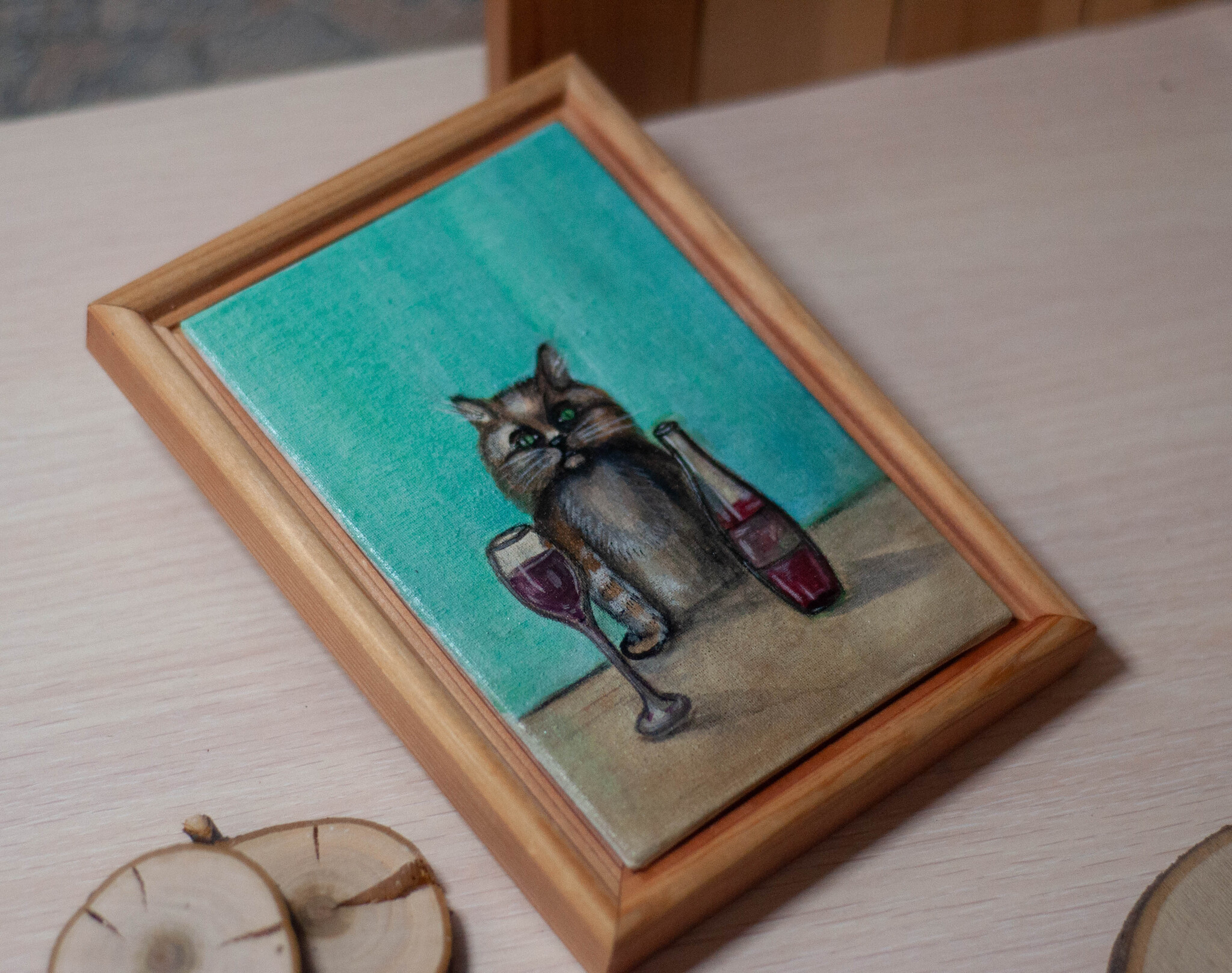 Painting Cat, glass, wine - My, Wine, Beverages, Friday, cat, Handmade, Decor, Pet the cat, Fat cats, Fluffy, Needlework, Author's painting, Interior painting, Humor, Funny animals, Painting, Acrylic, Animalistics, Longpost, Needlework without process