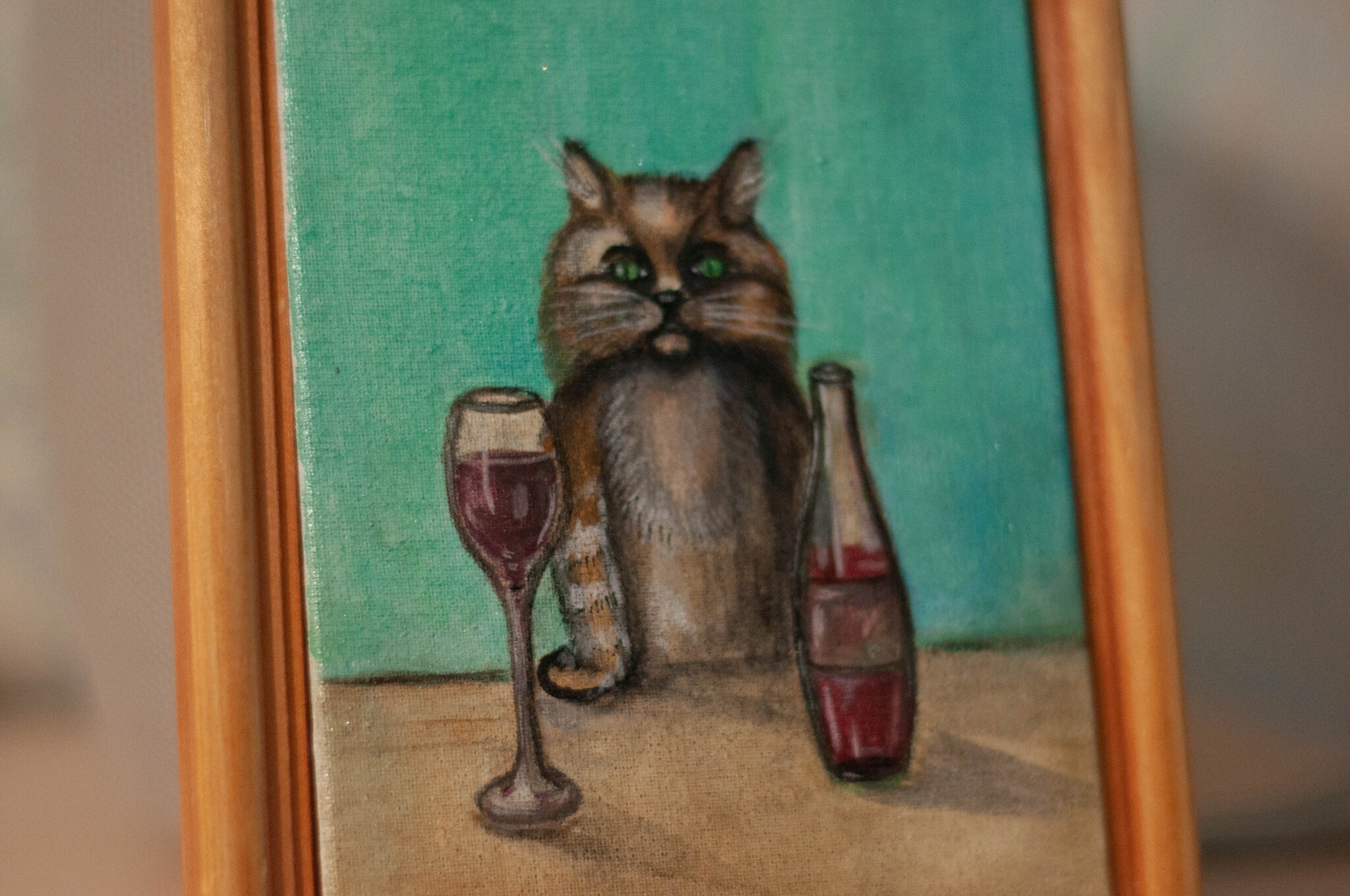 Painting Cat, glass, wine - My, Wine, Beverages, Friday, cat, Handmade, Decor, Pet the cat, Fat cats, Fluffy, Needlework, Author's painting, Interior painting, Humor, Funny animals, Painting, Acrylic, Animalistics, Longpost, Needlework without process