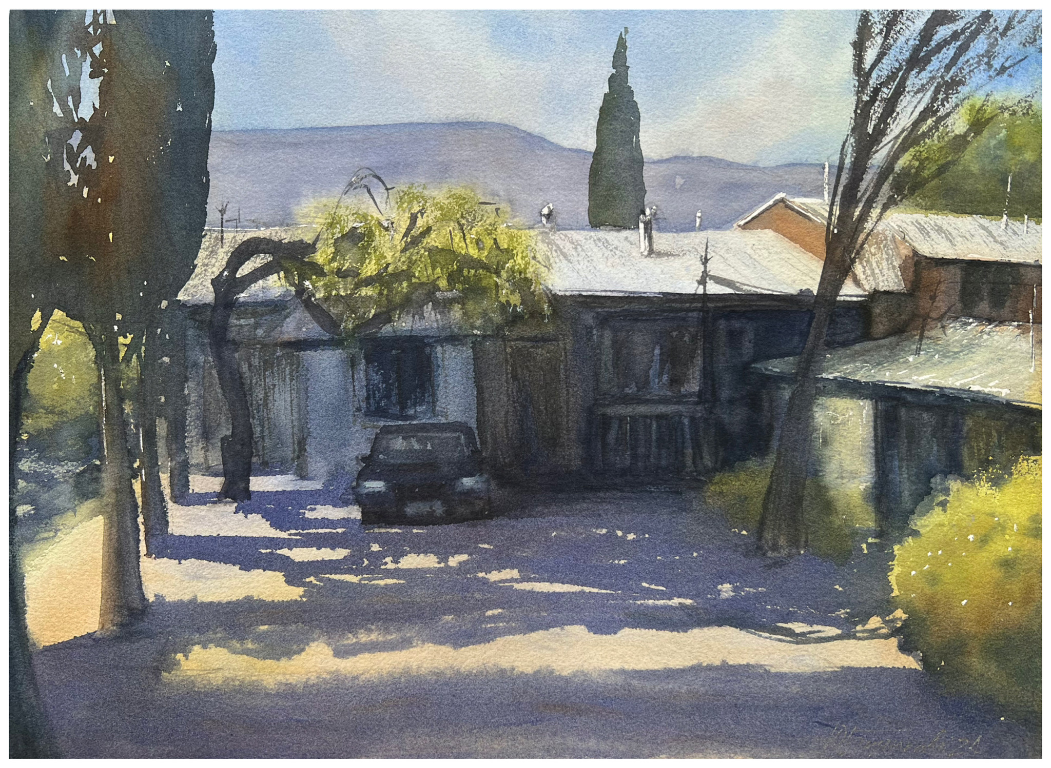 Request for criticism - My, Watercolor, Academic work, I want criticism, Landscape