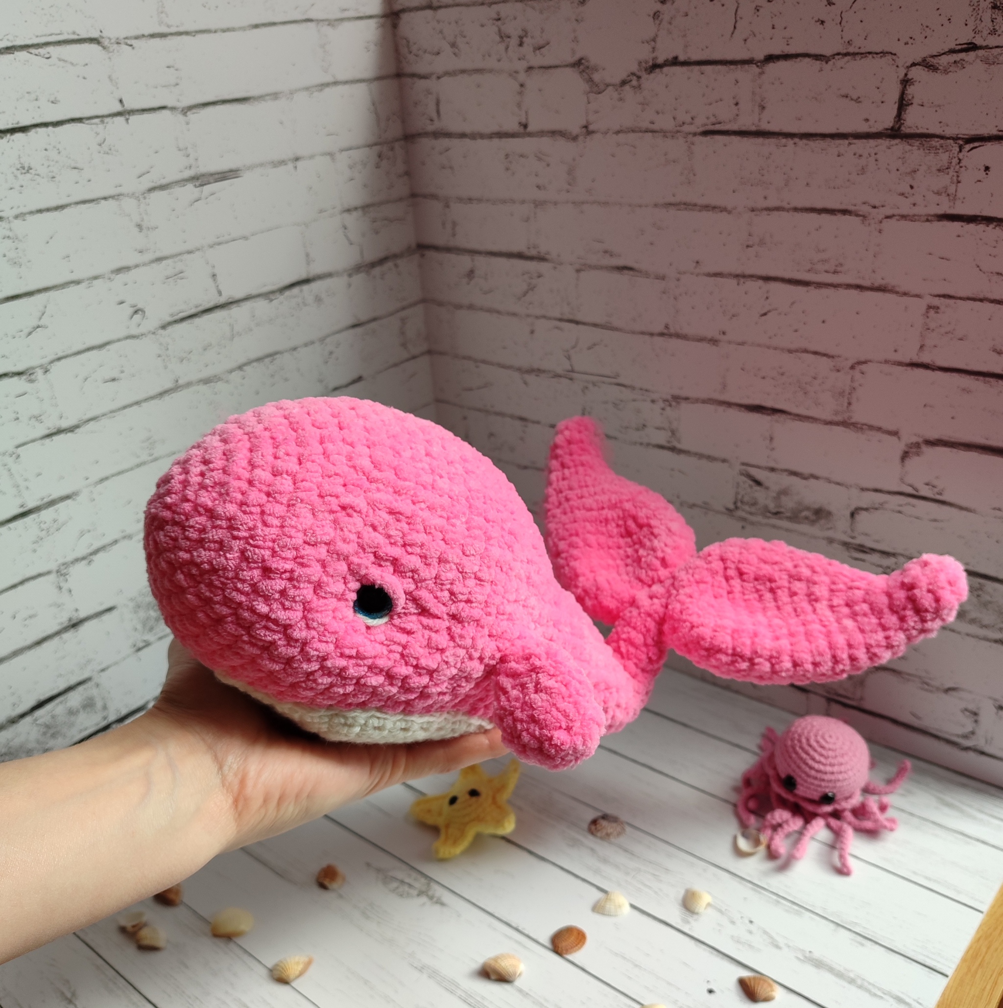 Who said whales aren't pink! - My, Crochet, Whale, Hook, Handmade, Longpost, Needlework without process