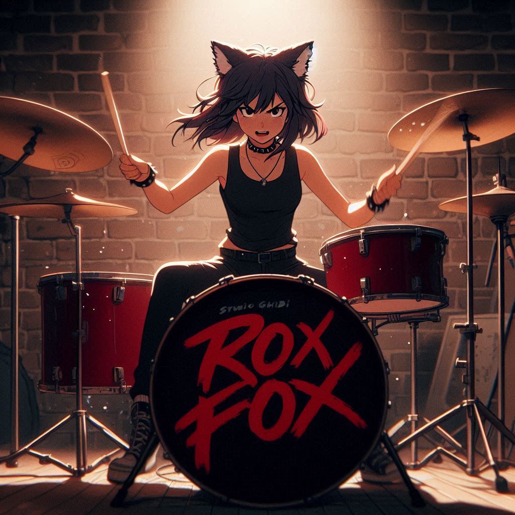 Rox Fox and new music - My, Neural network art, Art, Anime art, Girls, Нейронные сети, Anime, Original character, Kitsune, Neko, Animal ears, Tail, Metal, Rock, Thrash metal, Ginger & White, Longpost