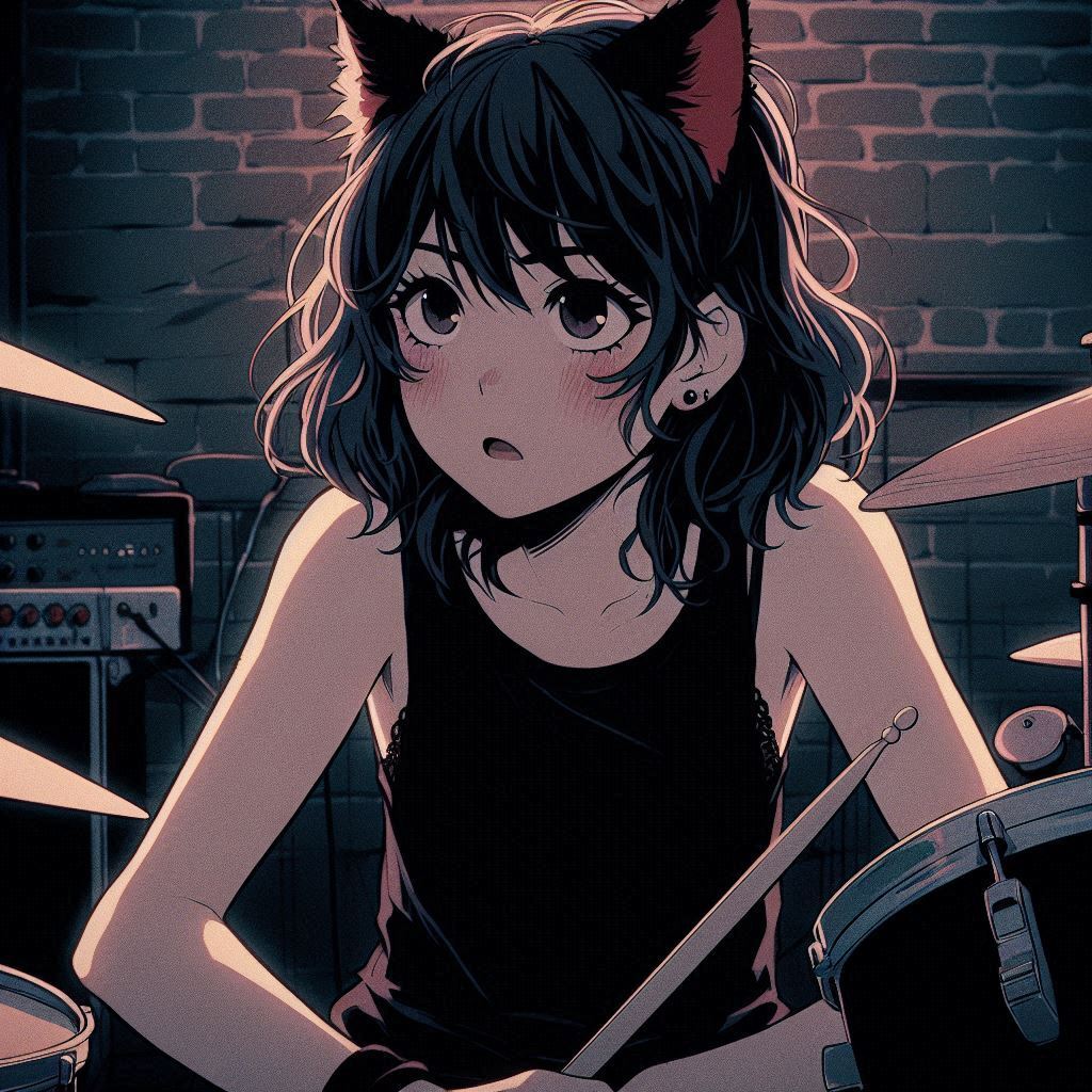 Rox Fox and new music - My, Neural network art, Art, Anime art, Girls, Нейронные сети, Anime, Original character, Kitsune, Neko, Animal ears, Tail, Metal, Rock, Thrash metal, Ginger & White, Longpost