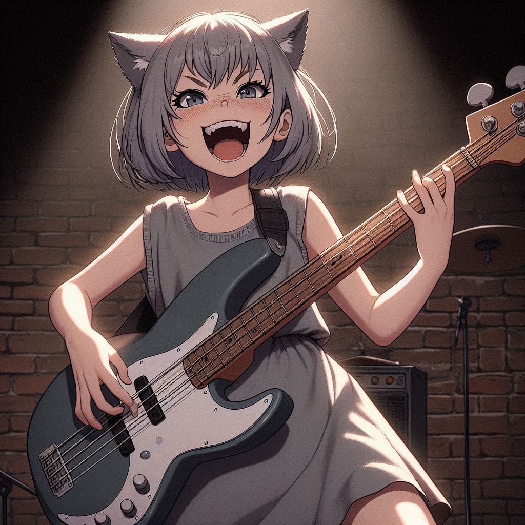 Rox Fox and new music - My, Neural network art, Art, Anime art, Girls, Нейронные сети, Anime, Original character, Kitsune, Neko, Animal ears, Tail, Metal, Rock, Thrash metal, Ginger & White, Longpost