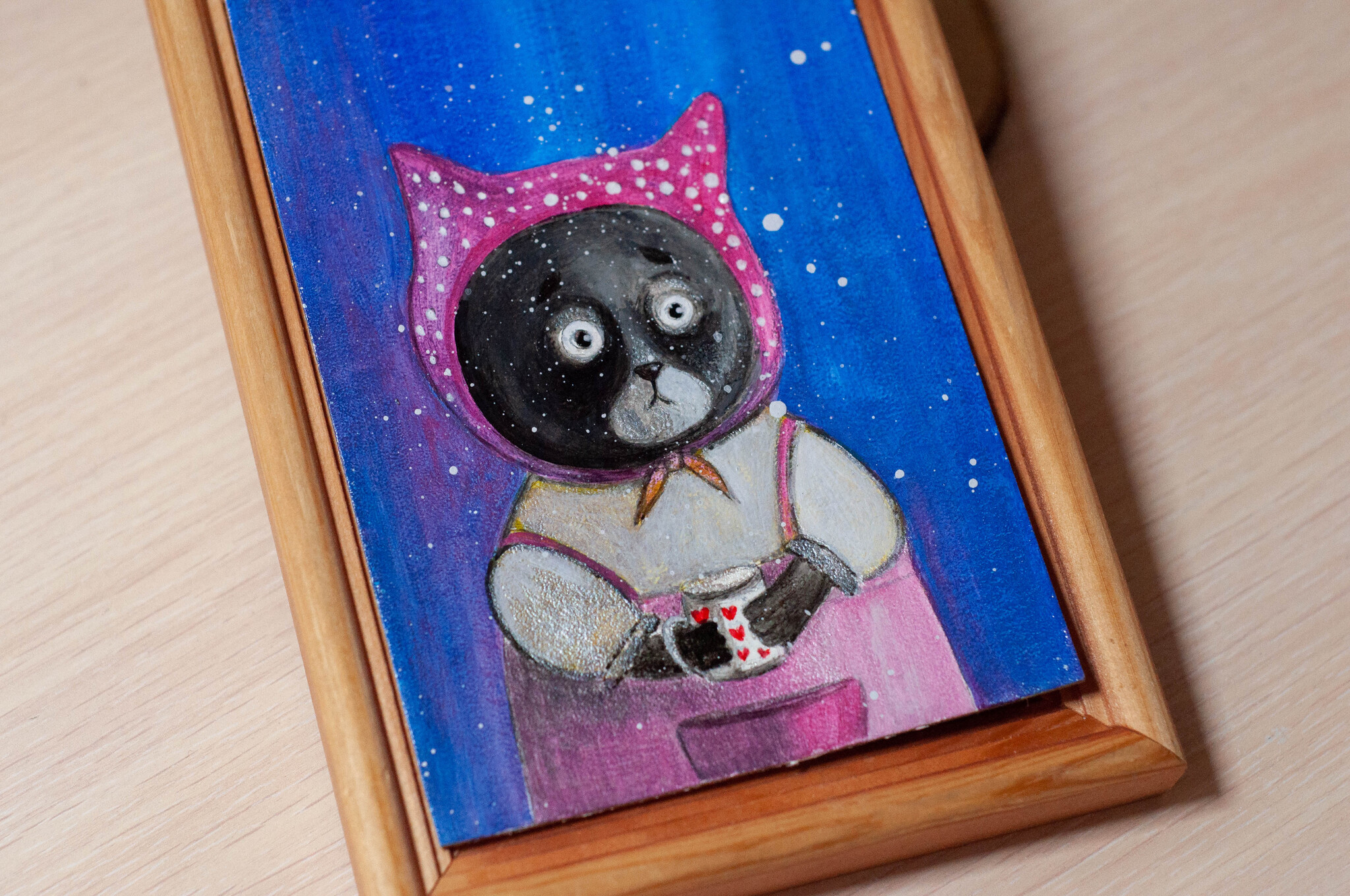 Marfa Petrovna Zhdunya, acrylic miniature - My, cat, Fluffy, Pet the cat, Decor, Acrylic, Painting, Author's painting, Animalistics, Painting, Canvas, Interior painting, Handmade