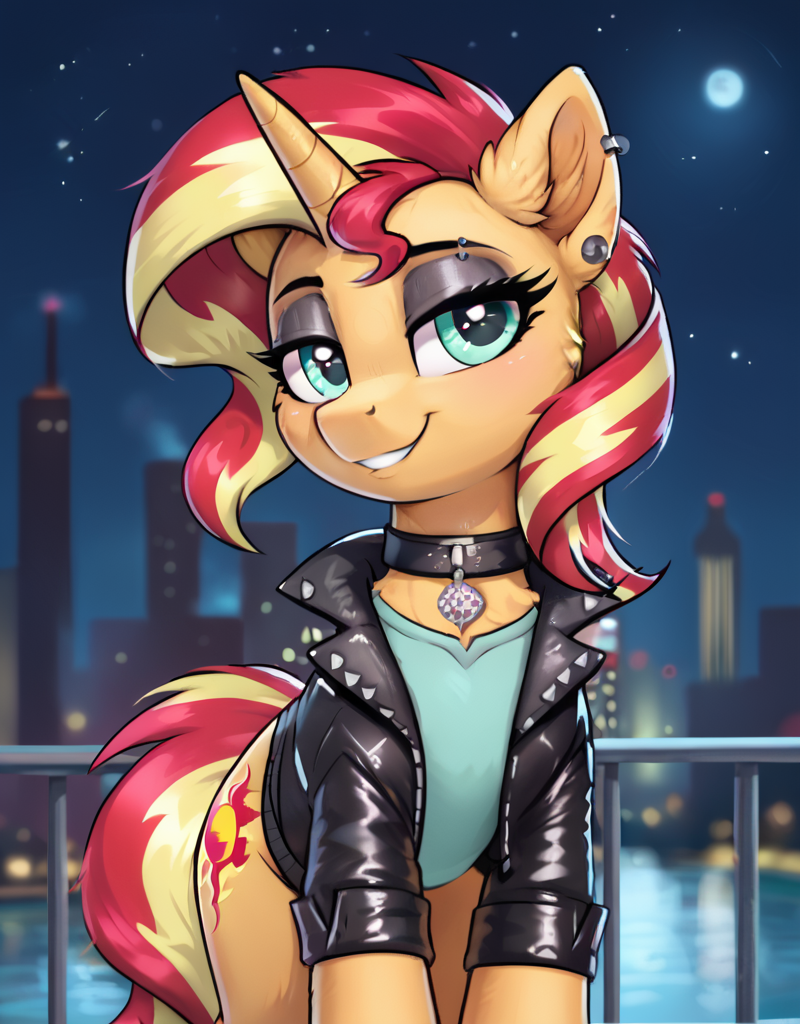 Закатька с Раркой! - Моё, Арты нейросетей, My Little Pony, PonyArt, Rarity, Sunset Shimmer, Длиннопост