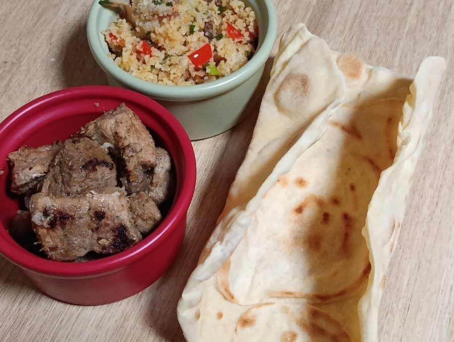 Naan with Jamaican Pork and Jamaican-Style Couscous (Jamie Oliver) - My, Recipe, Pepper, Pork, Tortillas, Coconut, A pineapple, Banana, Couscous, Longpost, Food