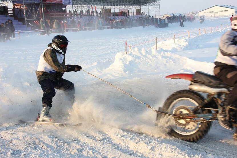 Skier with a motor: what is skioring - My, Useful, Moto, Motorcyclists, Speed, Transport, Sport, Motorcycling, Olympic Games, Informative, Skyyoring, Entertainment, How it was, Skiers, Extreme, Engine, Motorcycle season, Winter, Driver, USA, the USSR, Longpost