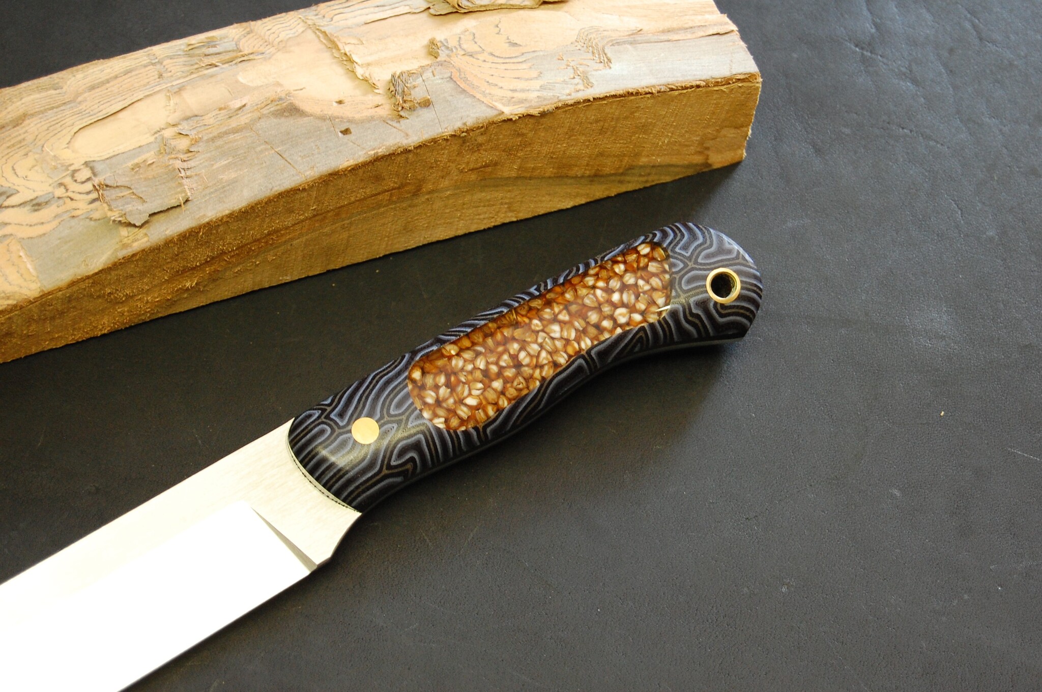 Camping knife with buckwheat in the handle - My, Knife, With your own hands, Handmade, Needlework without process, Needlework, Longpost