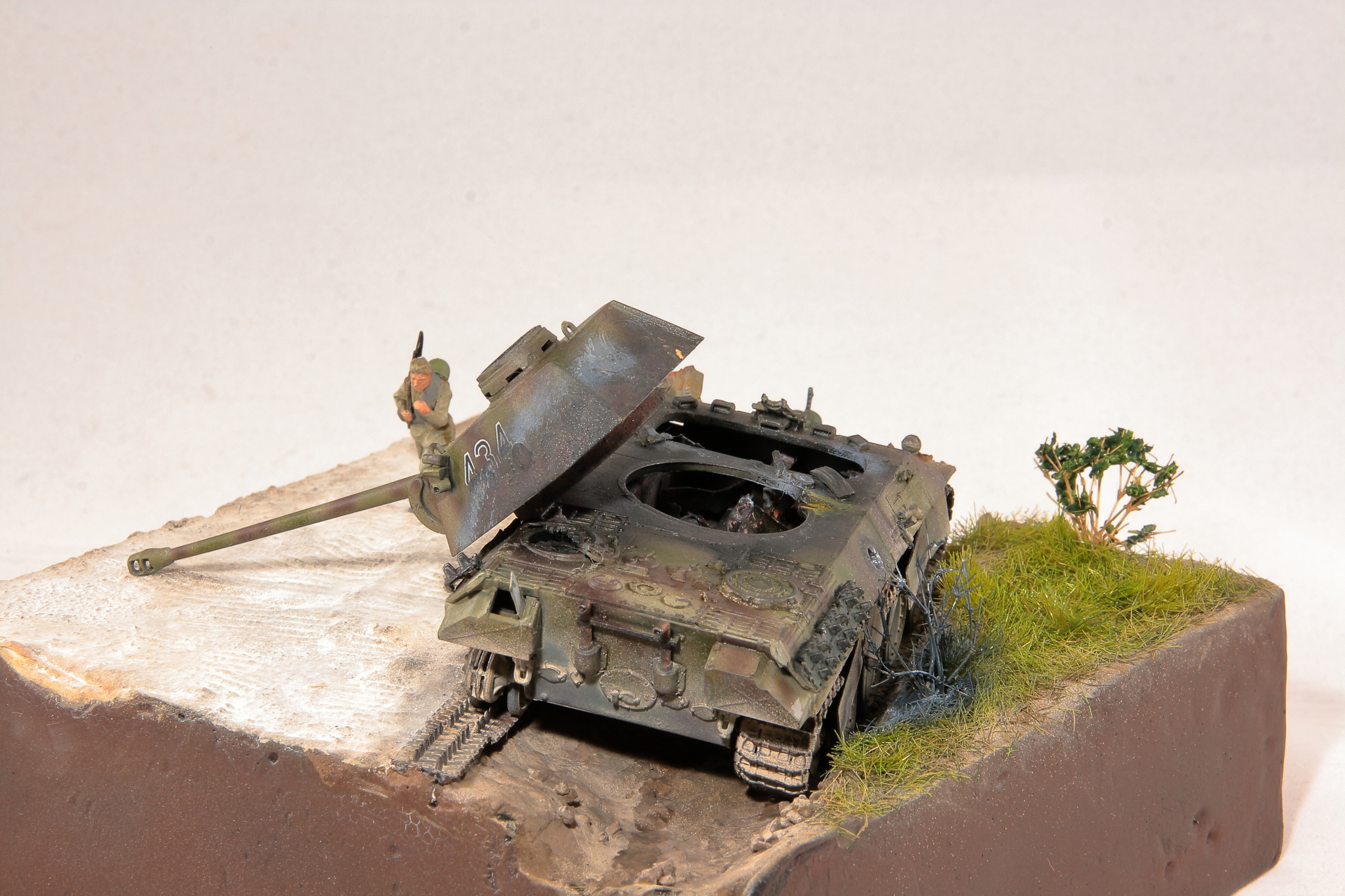 The roads of victory - My, Collecting, Stand modeling, Scale model, Modeling, Military equipment, The Second World War, Panther, Tanks, Diorama, Miniature, Painting miniatures, Longpost