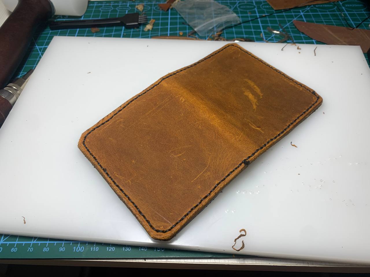 First works - My, Failure, First experience, Hobby, Natural leather, Leather products, Handmade, Longpost, Needlework without process