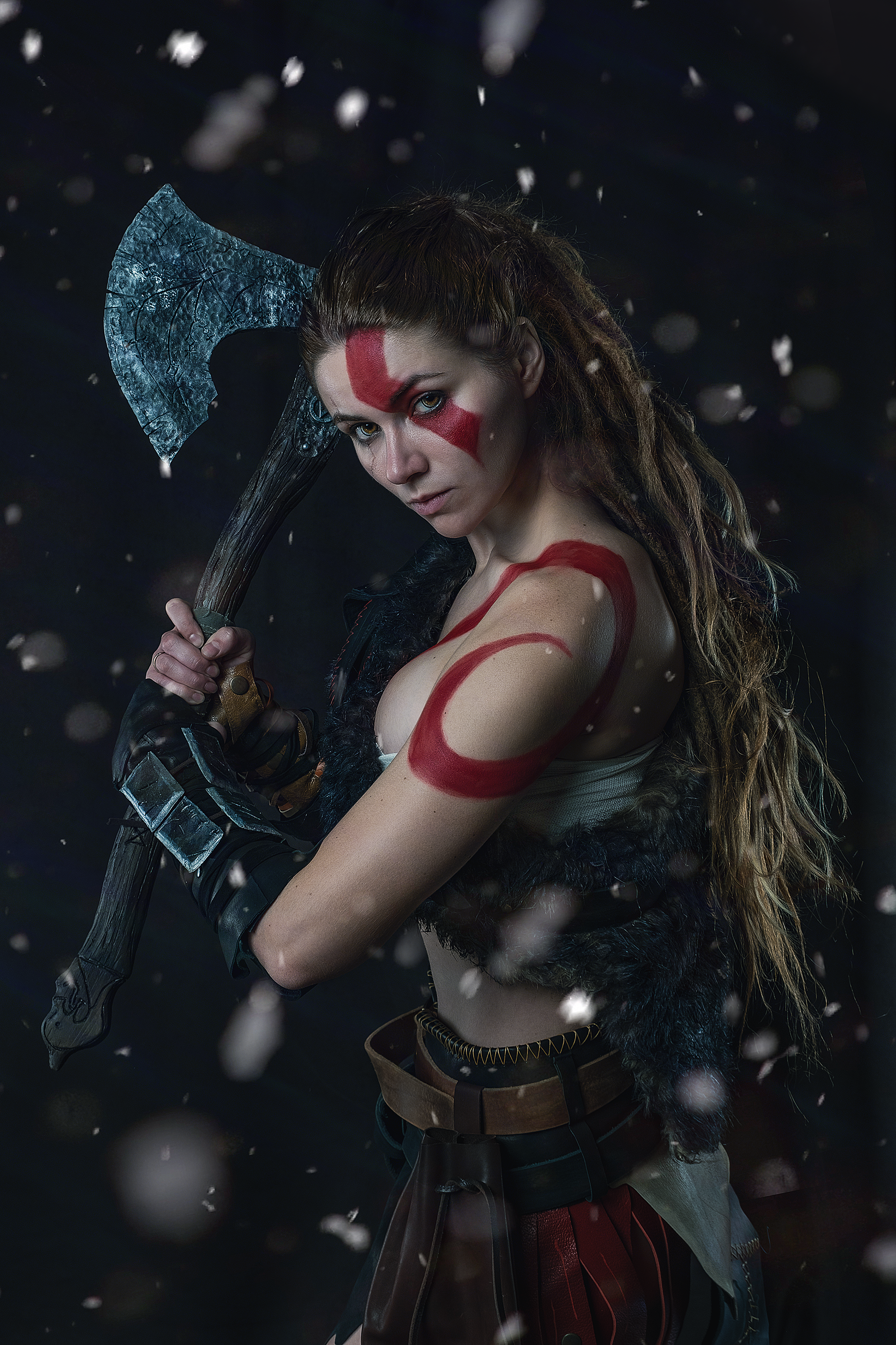 Fem version of Kratos (God of War) by Nancy Novikova - My, Girls, The photo, Cosplay, Cosplayers, PHOTOSESSION, Costume, Kratos, God of war, Geek, Longpost