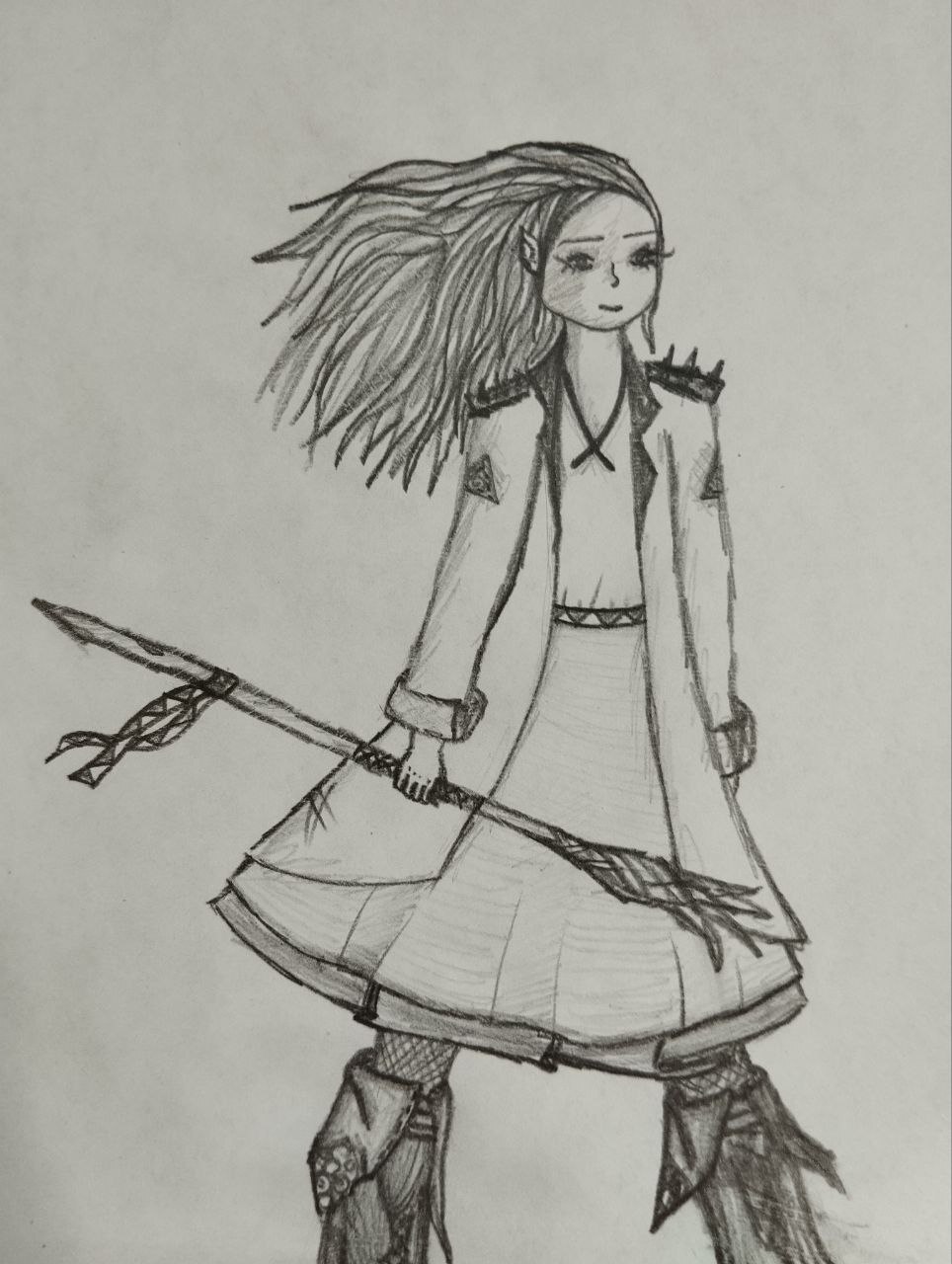 Elf with a magic staff - My, Drawing, Elves