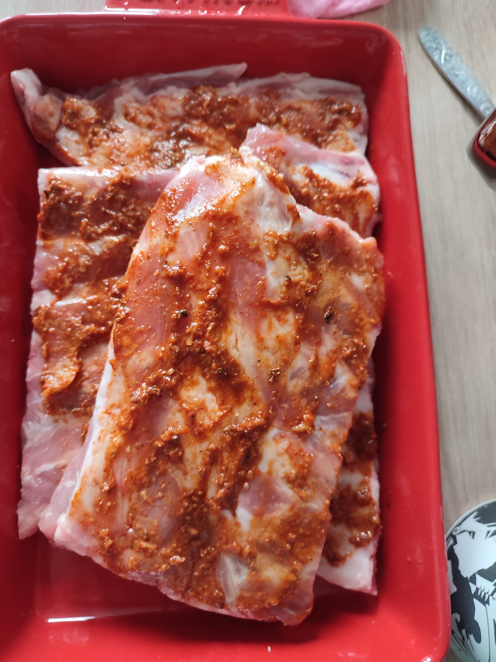 Baked pork ribs - My, Pork, Dinner, Longpost, Meat, Food, Preparation, Ribs