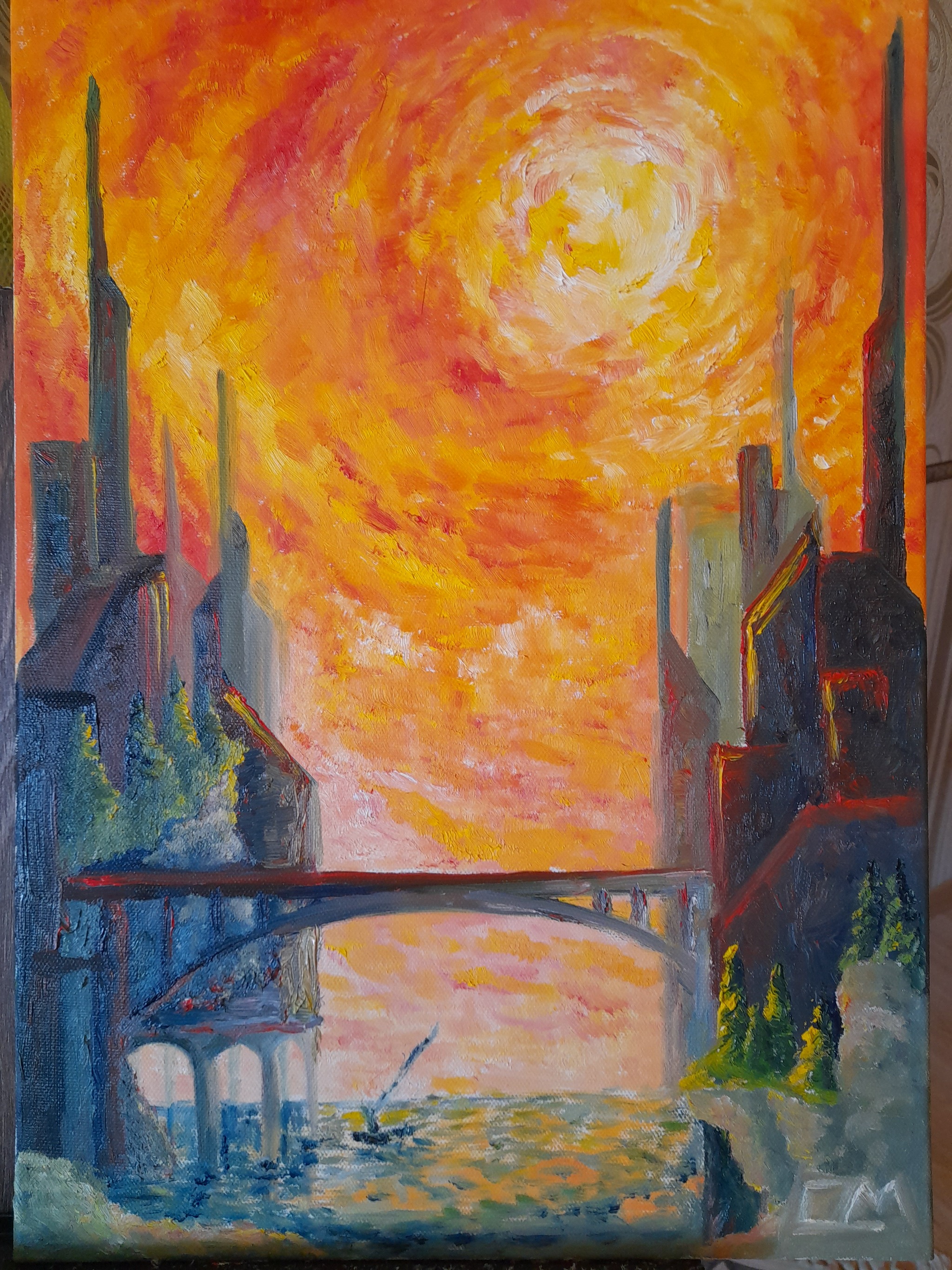 My Melancholia in colors - My, Author's painting, Melancholy, Sunset, Oil painting