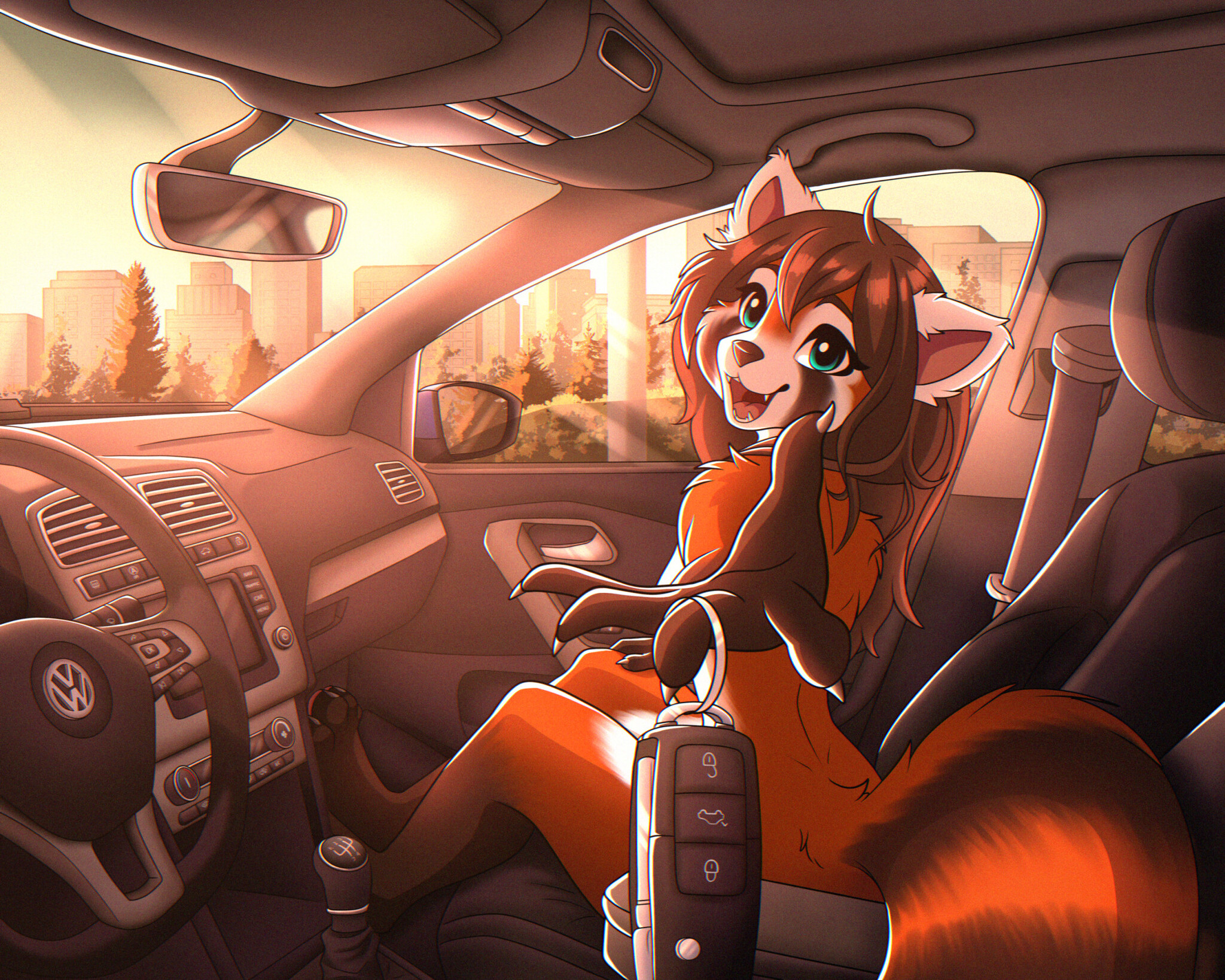 Volkswagen - Фурри, Антро, Арт, Furry Red Panda