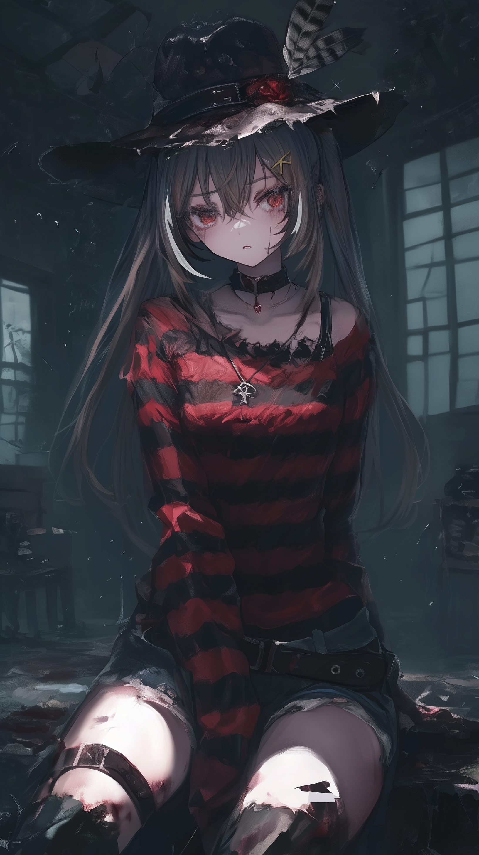 Mumei from Nightmares - My, Images, Neural network art, Hololive, Nanashi Mumei, Freddy Krueger, Virtual youtuber, Anime art, Longpost