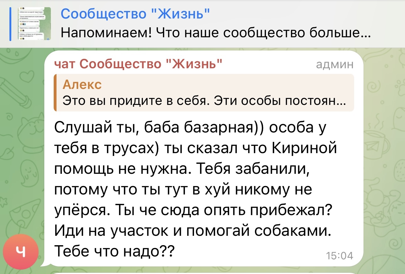 Вся суть зоозащитного сообщества с красивым названием Жизнь - Бродячие собаки, Радикальная зоозащита, Астрахань, Зоозащитники, Лицемерие, Длиннопост, Telegram (ссылка), Правда, Спасение животных, Собачники