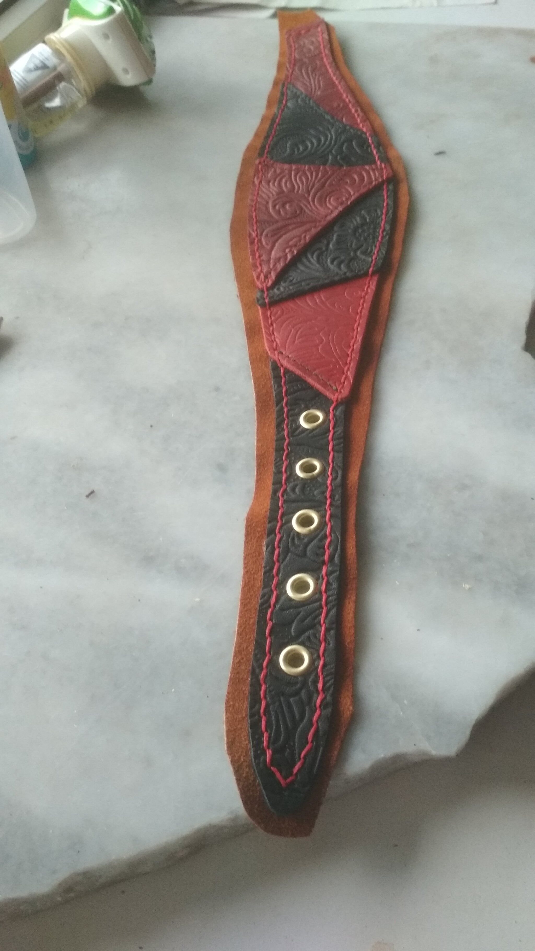 Collar for a female dog (prevented Peekab from writing a post with a provocative title that included the word B*tch)! - My, Leather, Leather products, Natural leather, Handmade, Needlework, Needlework with process, Longpost