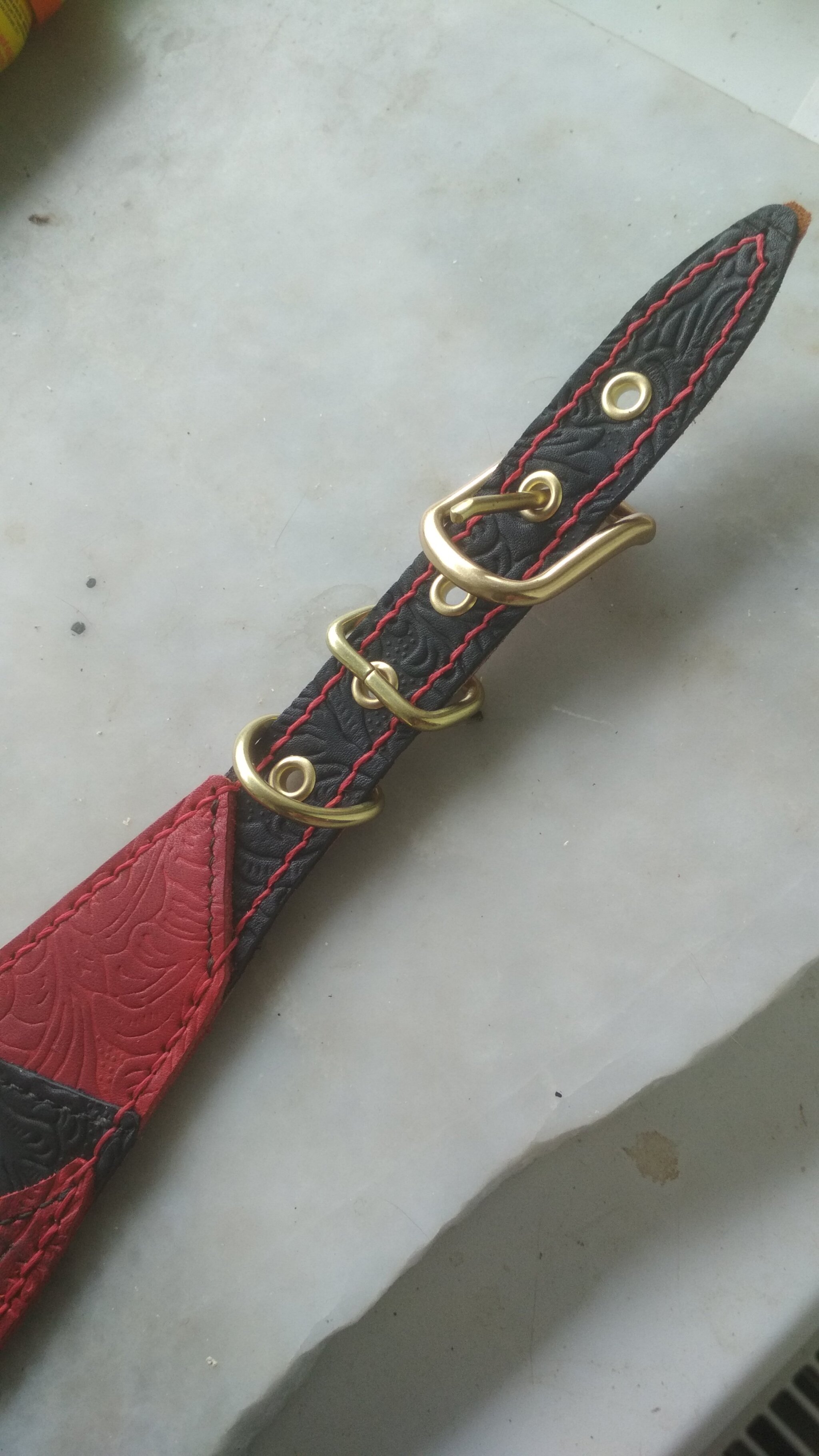 Collar for a female dog (prevented Peekab from writing a post with a provocative title that included the word B*tch)! - My, Leather, Leather products, Natural leather, Handmade, Needlework, Needlework with process, Longpost