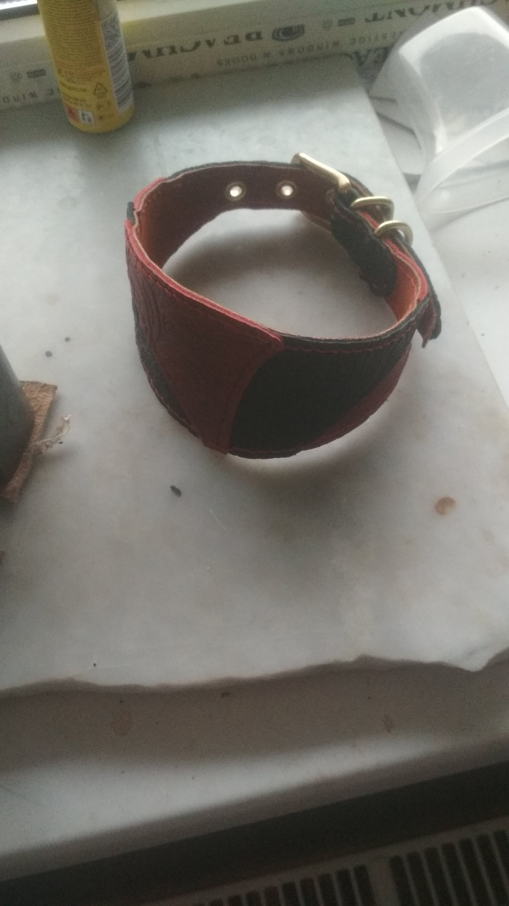 Collar for a female dog (prevented Peekab from writing a post with a provocative title that included the word B*tch)! - My, Leather, Leather products, Natural leather, Handmade, Needlework, Needlework with process, Longpost