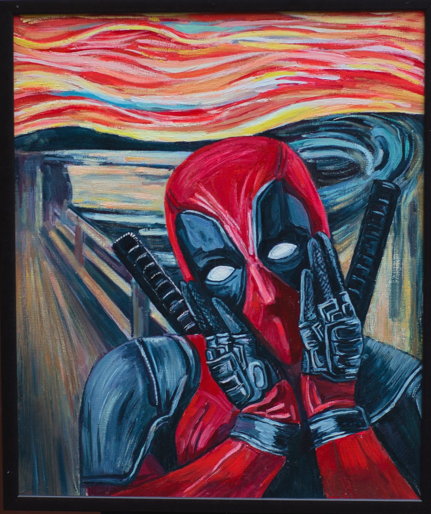 Deadpool and Wolverine - My, Comics, Art, Oil painting, Deadpool 3, Deadpool and Wolverine, Wolverine (X-Men), Joker, Spiderman, Superman, Marvel, Dc comics, Movie heroes, Longpost