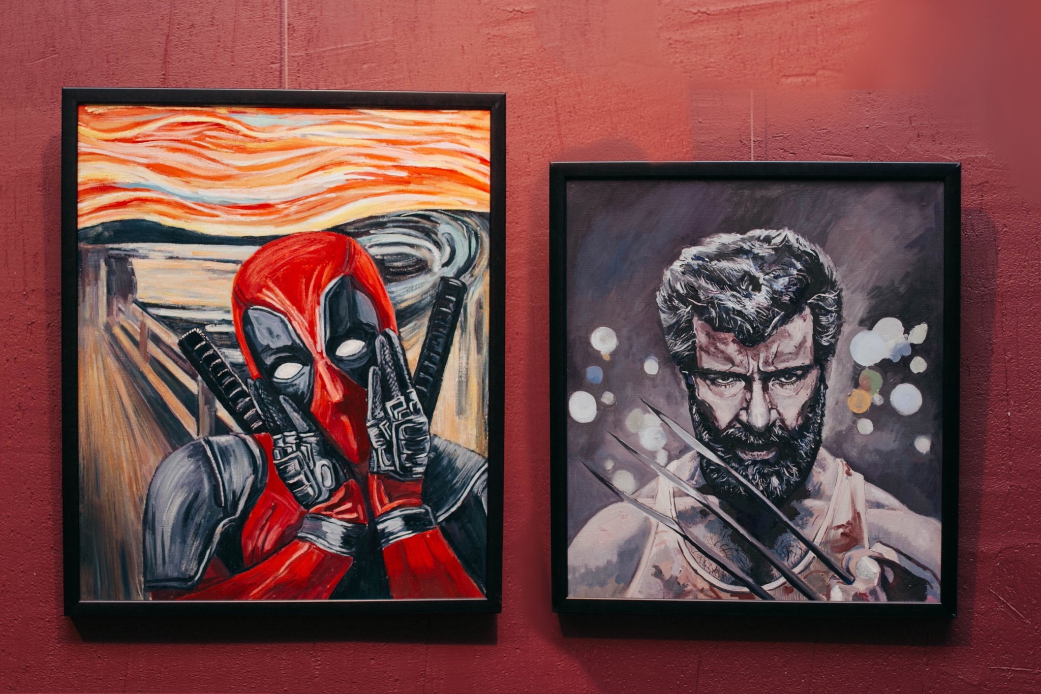 Deadpool and Wolverine - My, Comics, Art, Oil painting, Deadpool 3, Deadpool and Wolverine, Wolverine (X-Men), Joker, Spiderman, Superman, Marvel, Dc comics, Movie heroes, Longpost